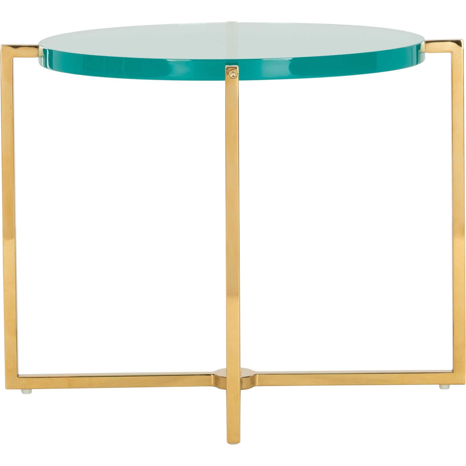 Placido Round Acrylic End Table Sapphire/Gold