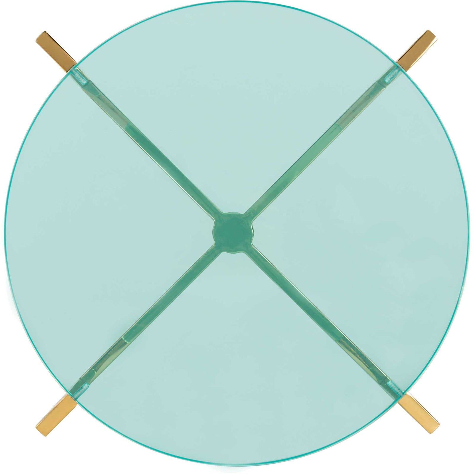 Placido Round Acrylic End Table Sapphire/Gold