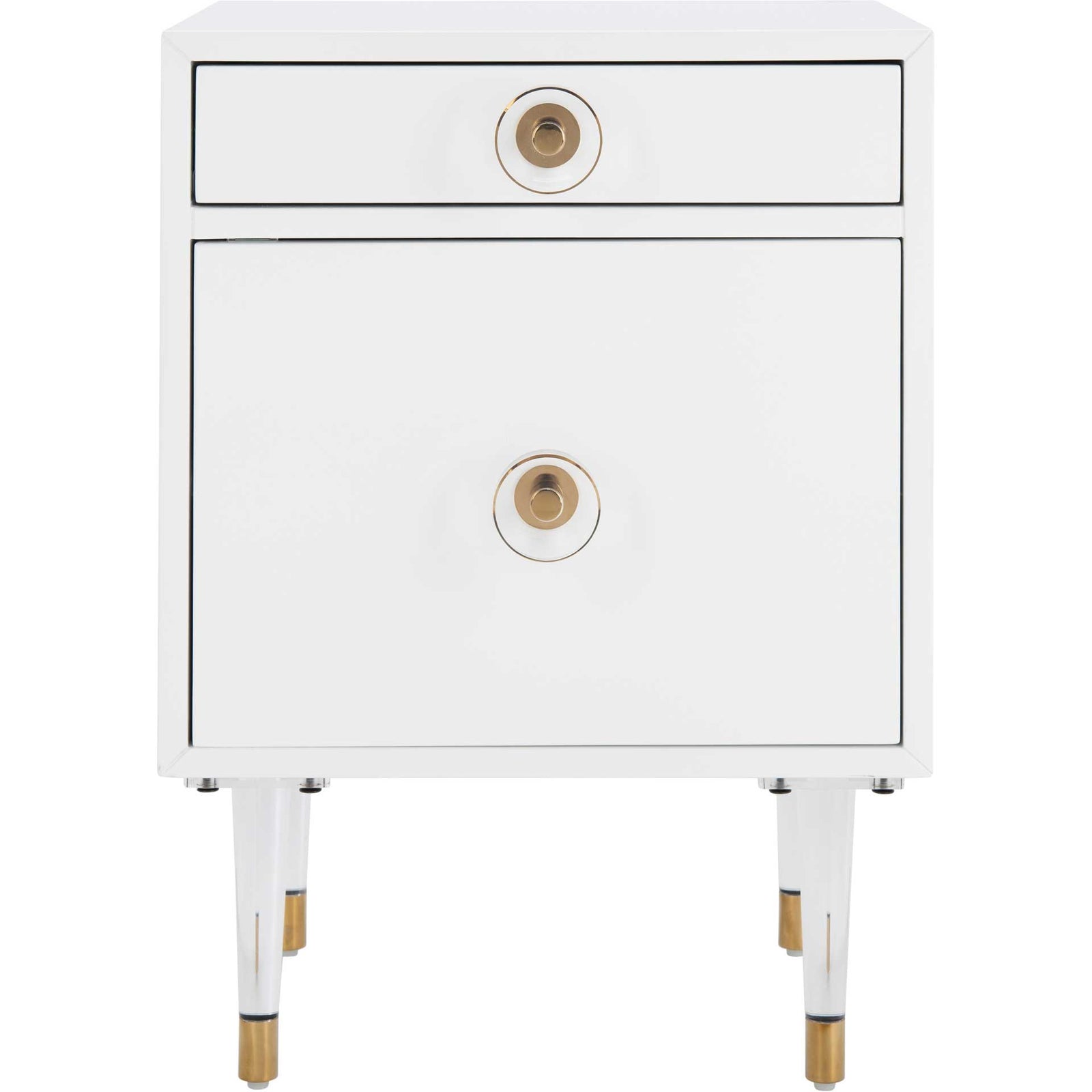 Hannity 2 Drawer Nightstand White/Gold