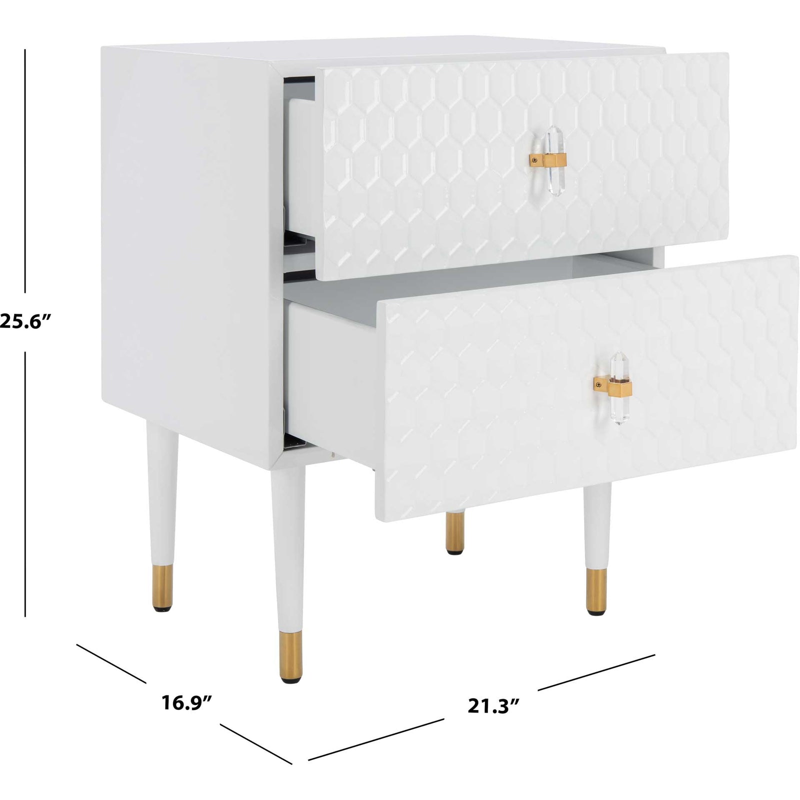 Nevaeh 2 Drawer Side Table White/Gold