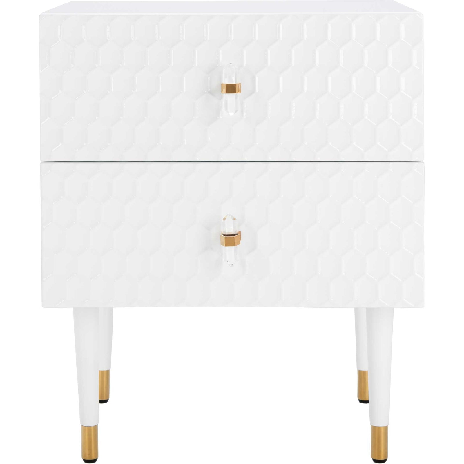 Nevaeh 2 Drawer Side Table White/Gold