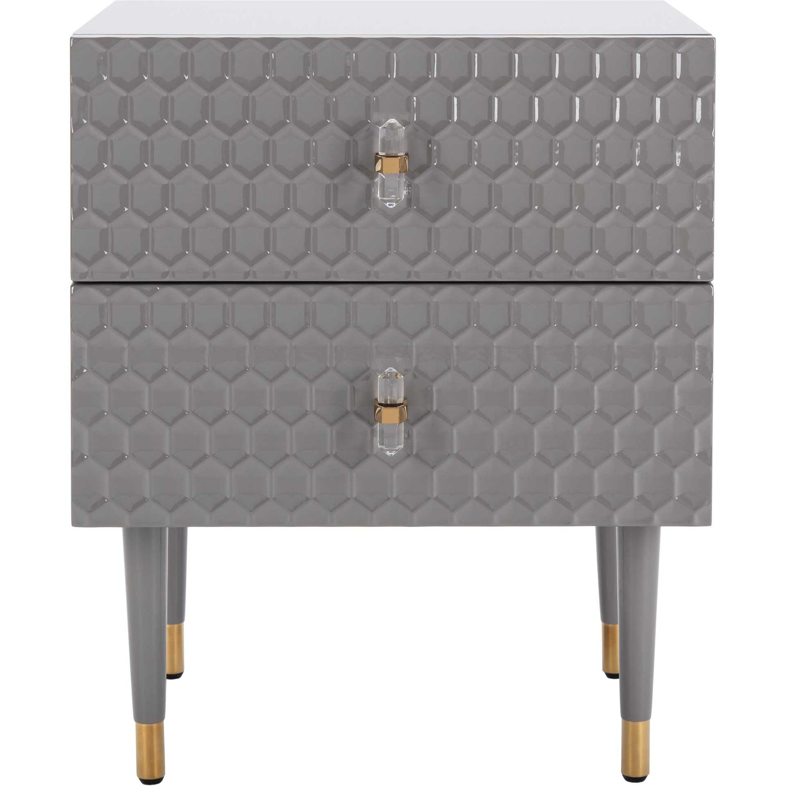 Nevaeh 2 Drawer Side Table Gray/Gold