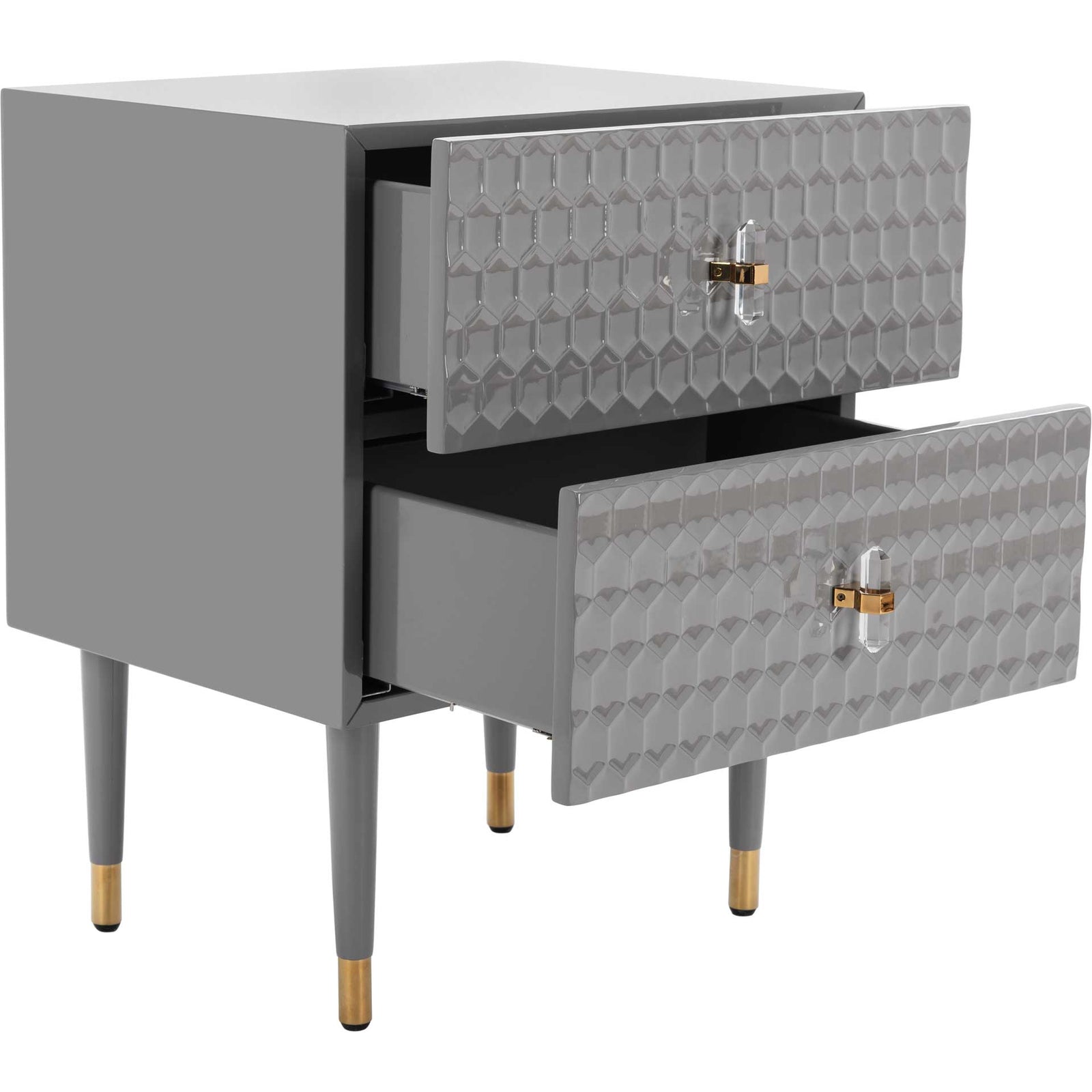 Nevaeh 2 Drawer Side Table Gray/Gold