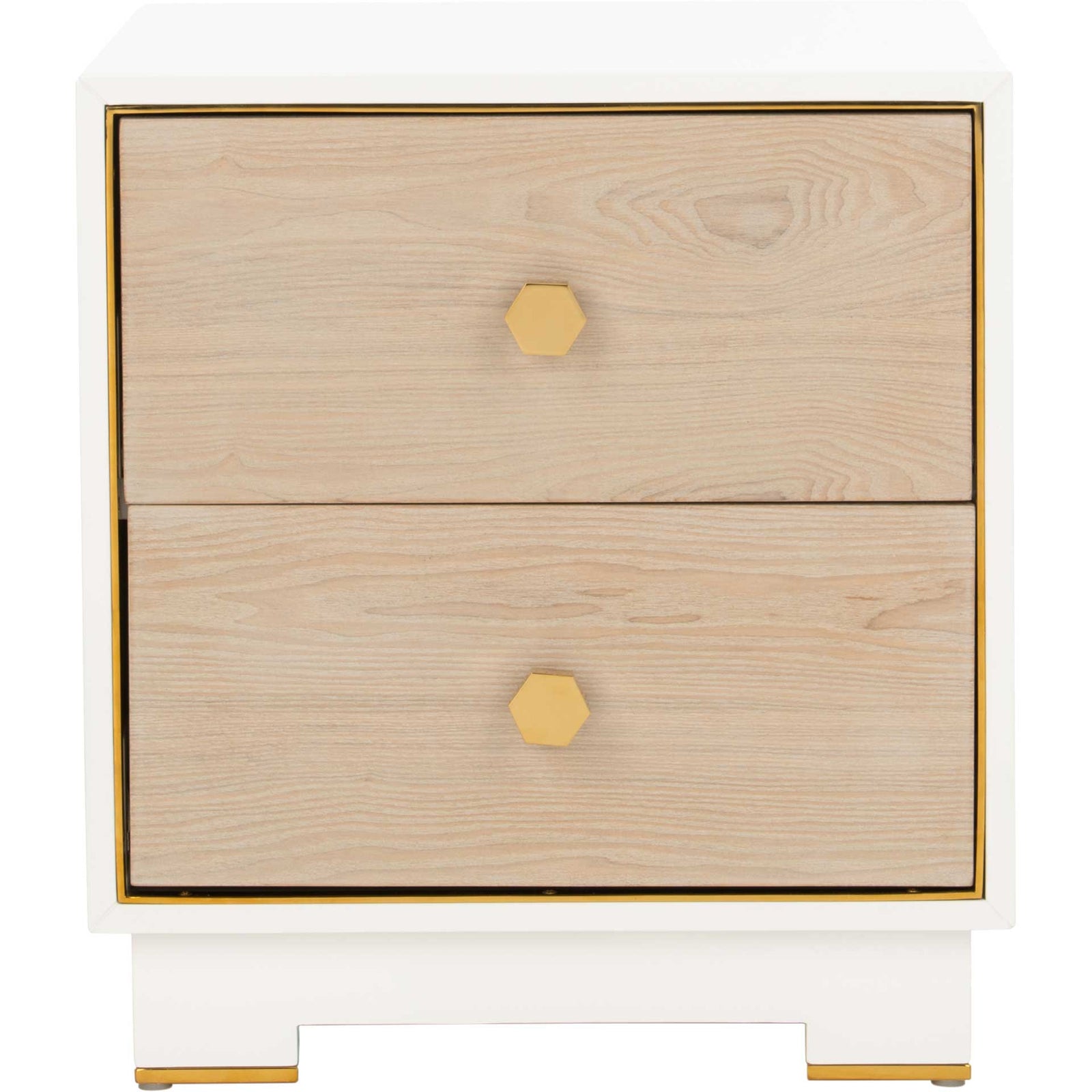 Kobe 2 Drawer Nightstand White/Gold