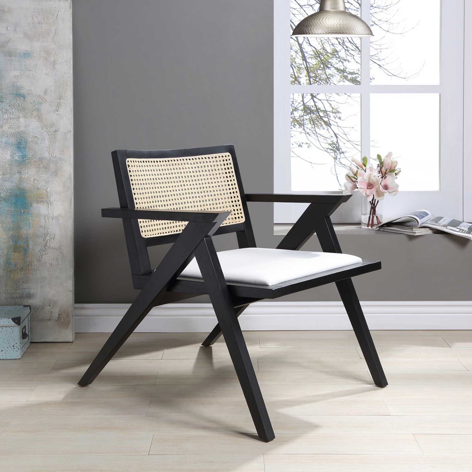 Kral Rattan Accent Chair Black/White