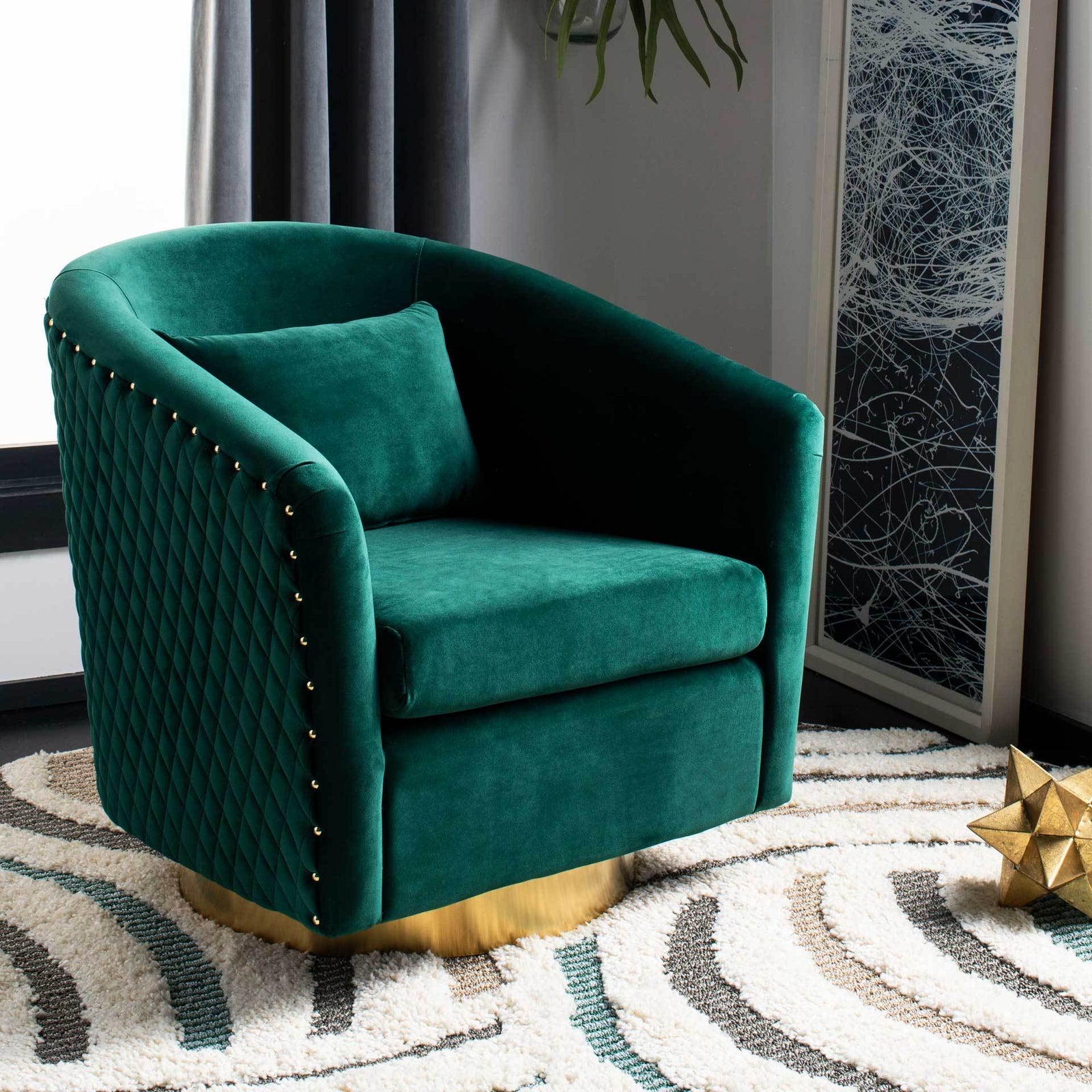 Clarissa Quilted Swivel Tub Chair