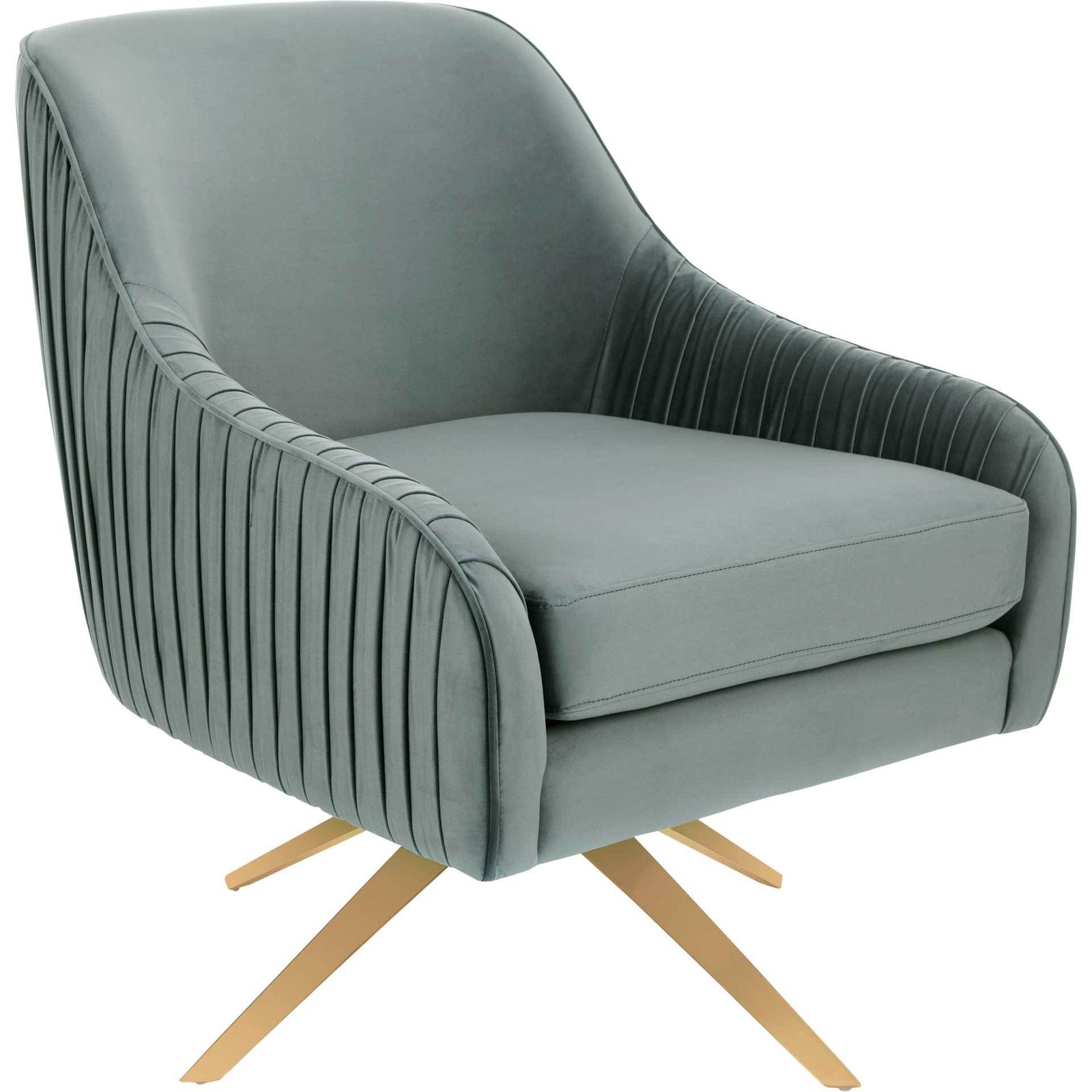 Titus Pleated Arm Chair Seafoam/Gold