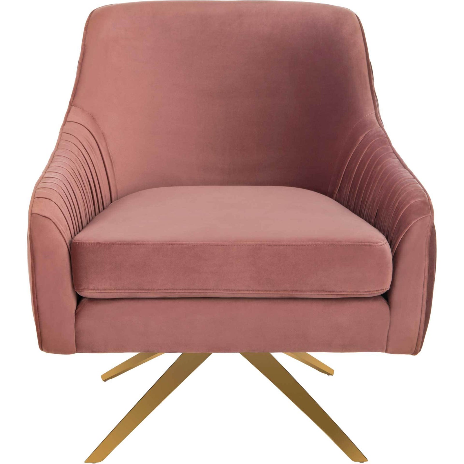 Titus Pleated Arm Chair Dusty Rose/Gold