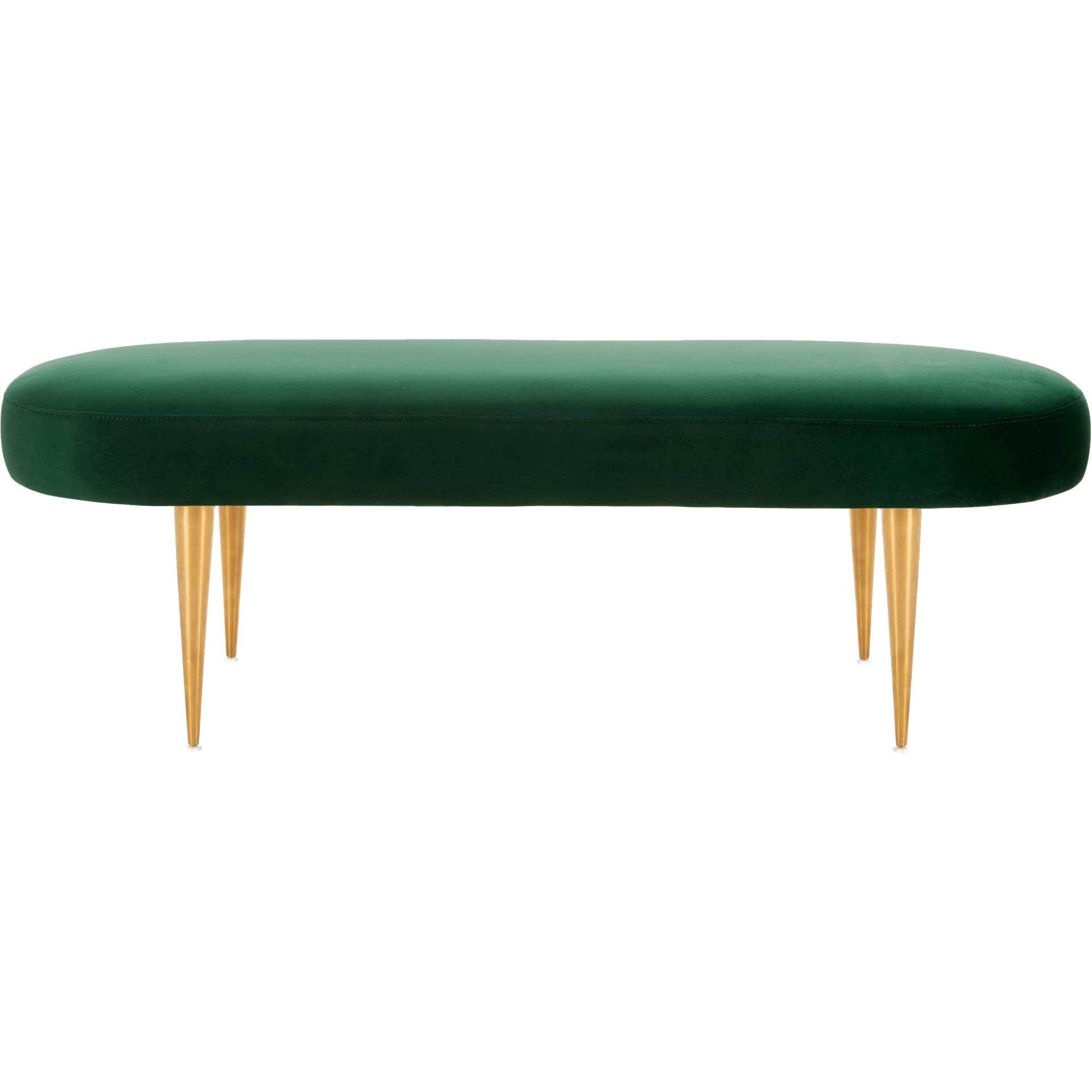 Colette Velvet Oval Bench Emerald/Gold