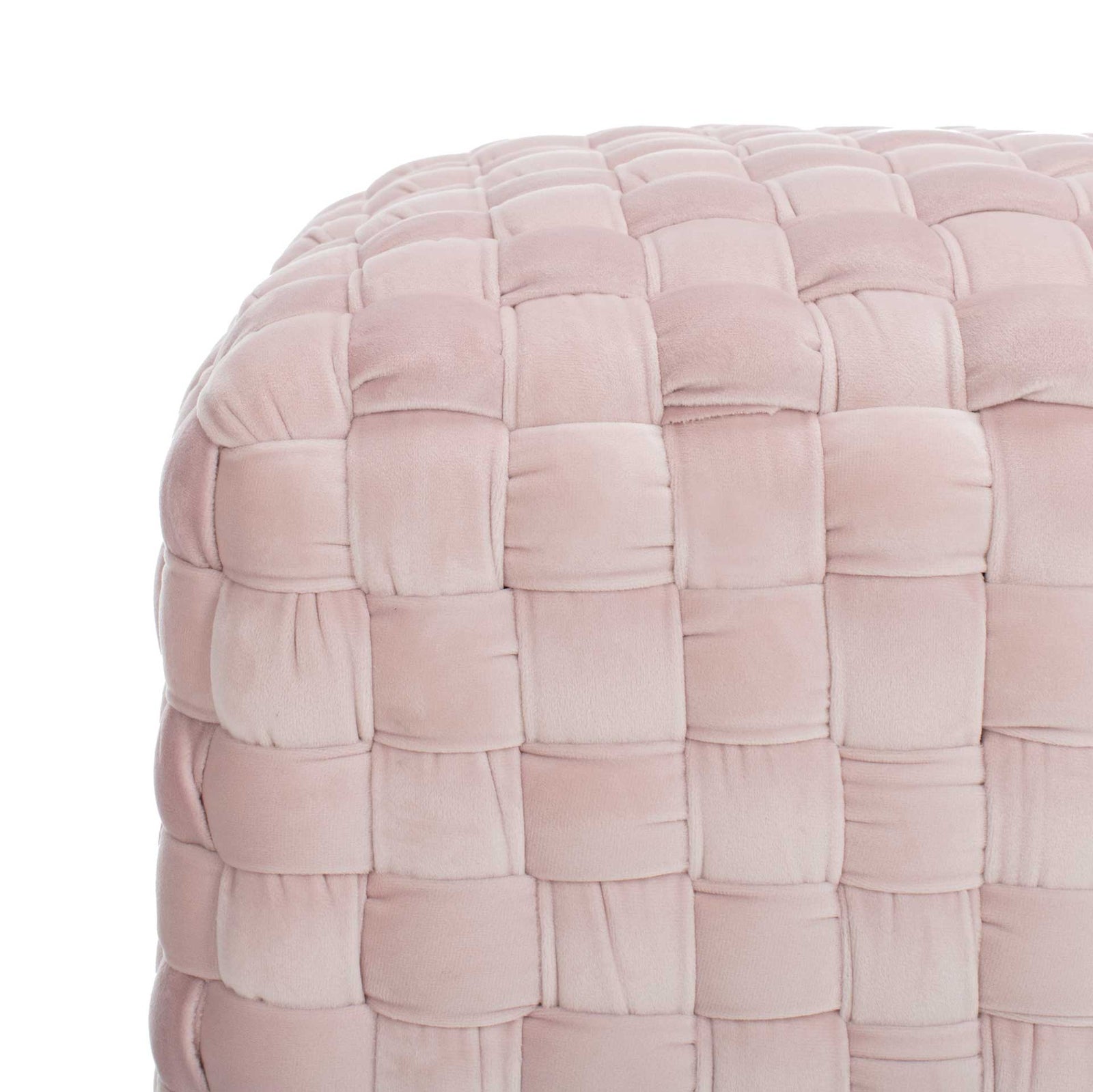 Ramona Woven Velvet Ottoman Pink