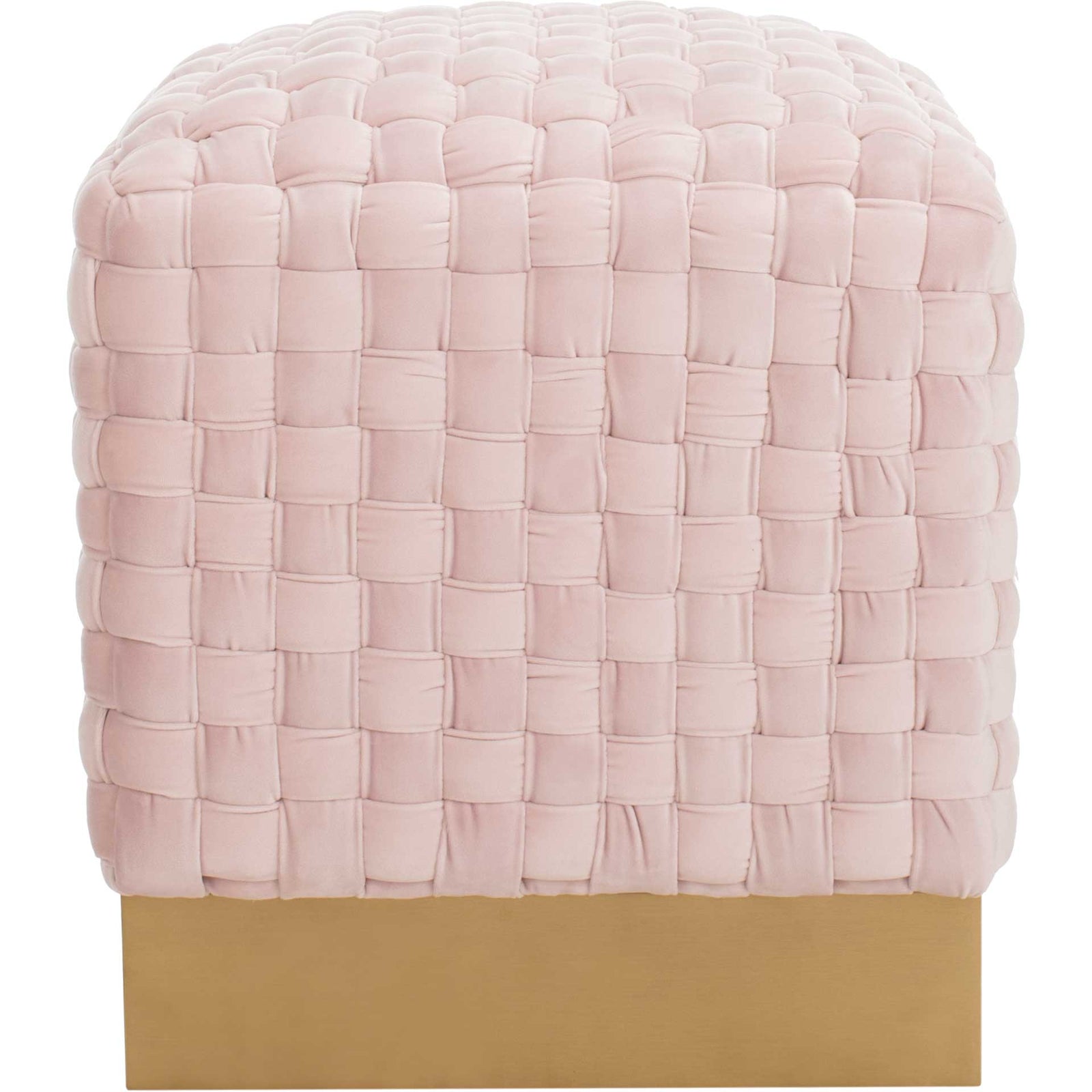 Ramona Woven Velvet Ottoman Pink