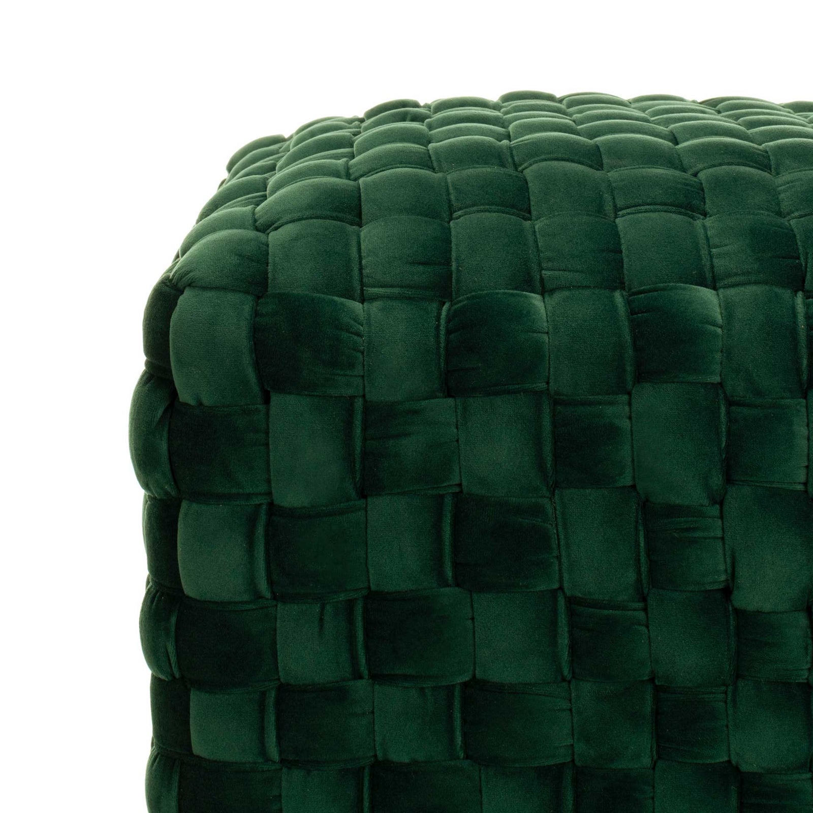 Ramona Woven Velvet Ottoman Emerald