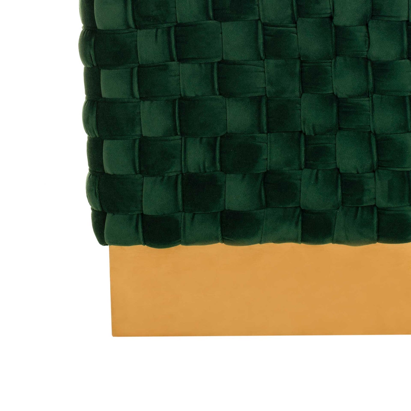 Ramona Woven Velvet Ottoman Emerald