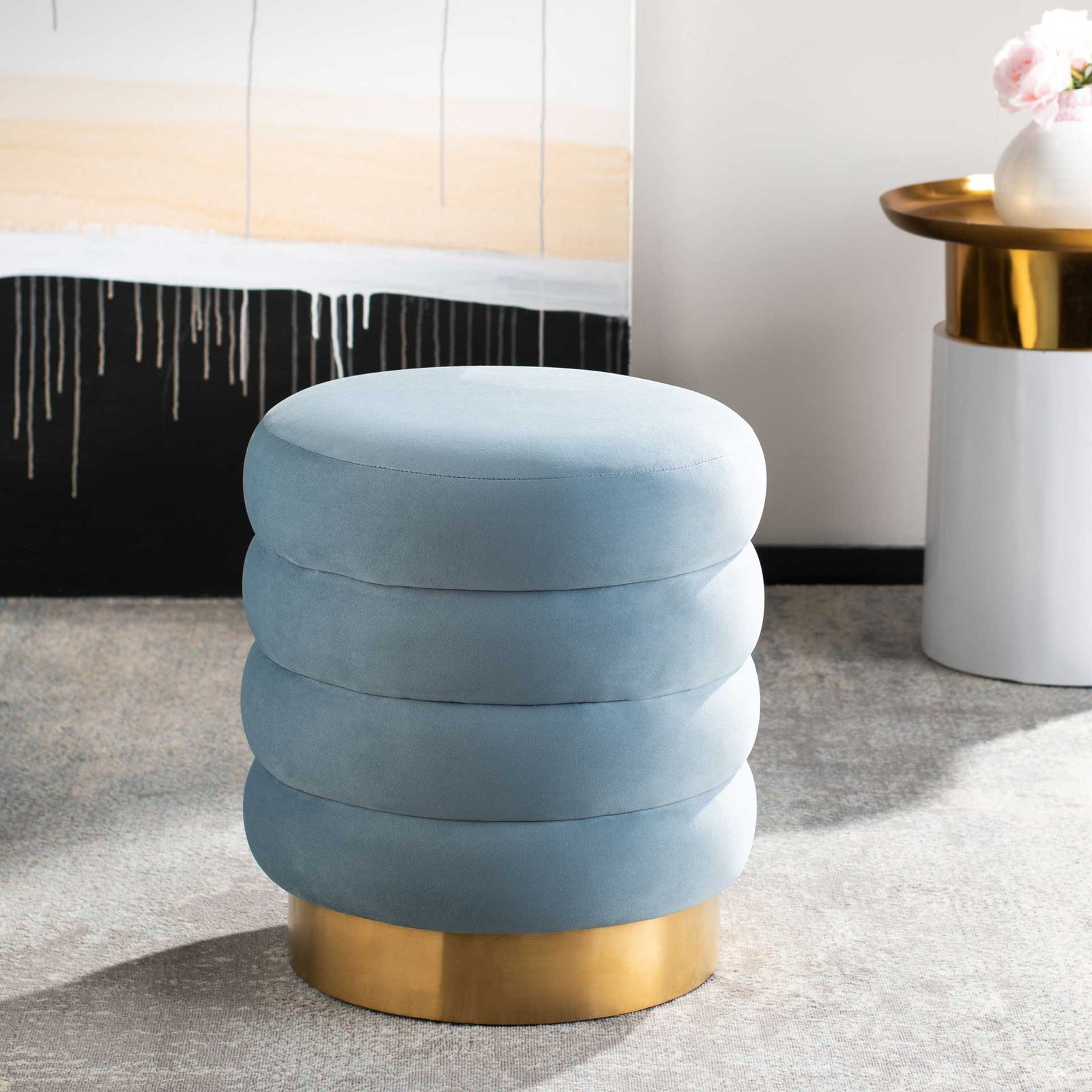 Skeat Gold Base Ottoman Light Blue