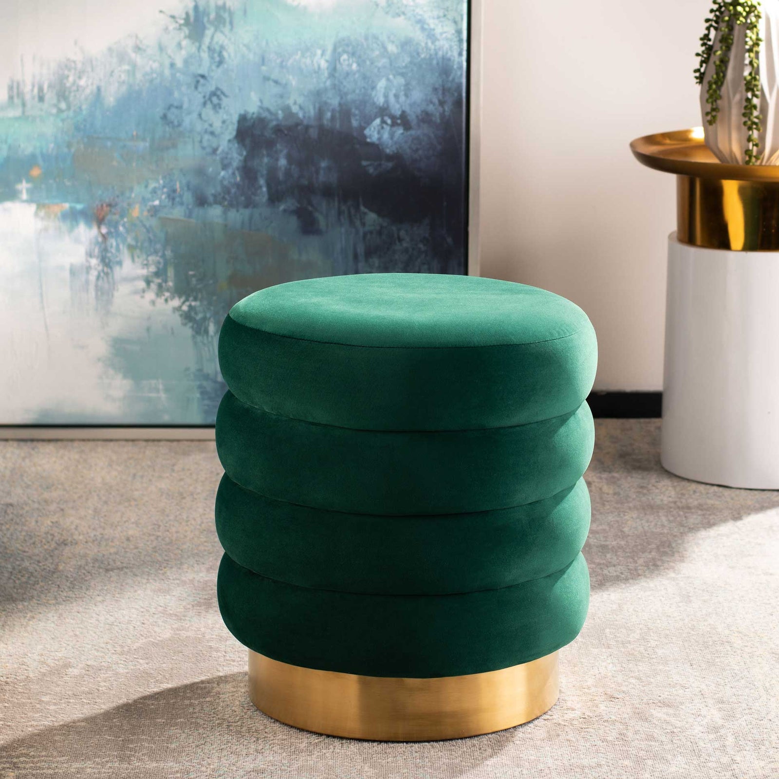 Skeat Gold Base Ottoman Emerald