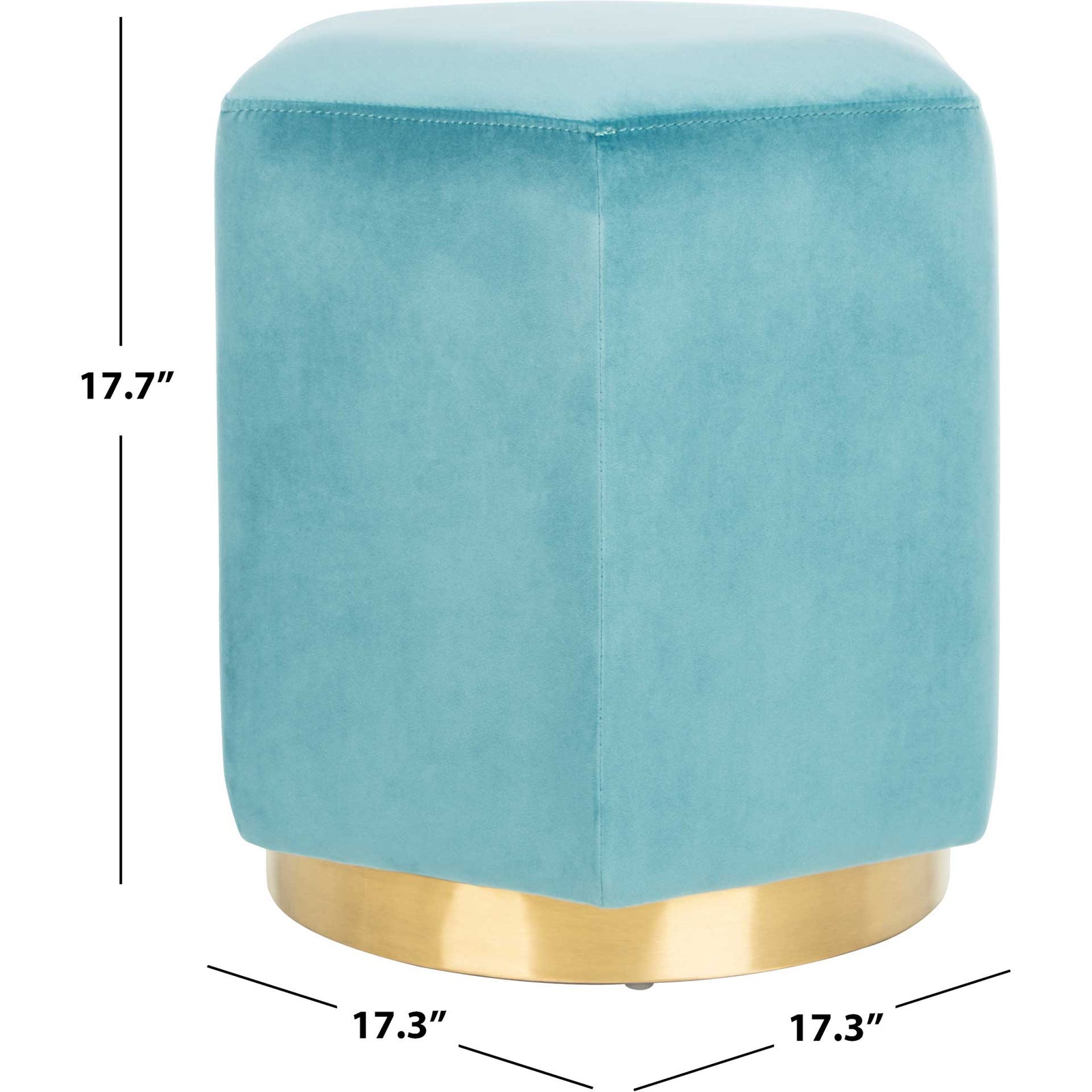 Pedro Hexagon Velvet Ottoman Seafoam