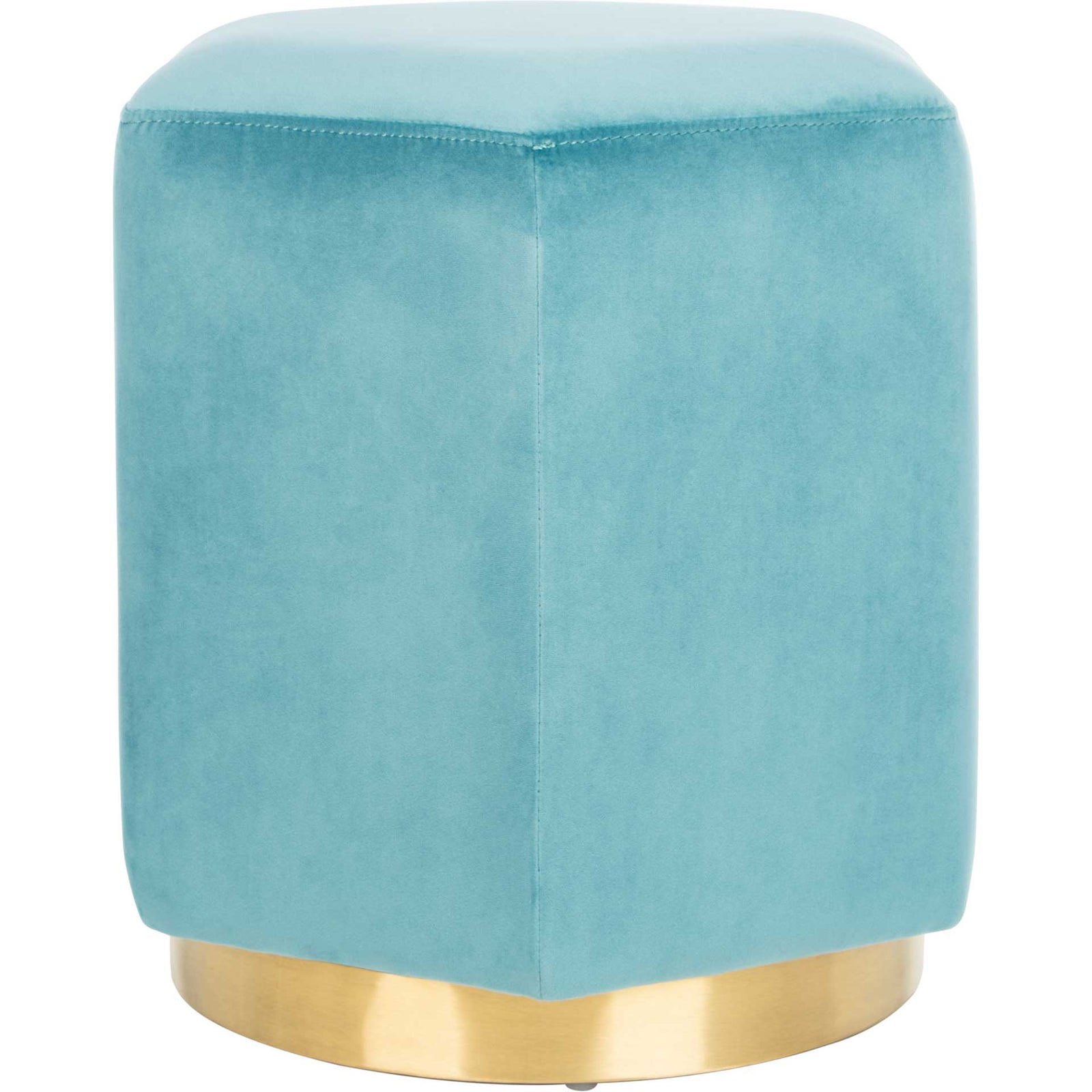 Pedro Hexagon Velvet Ottoman Seafoam