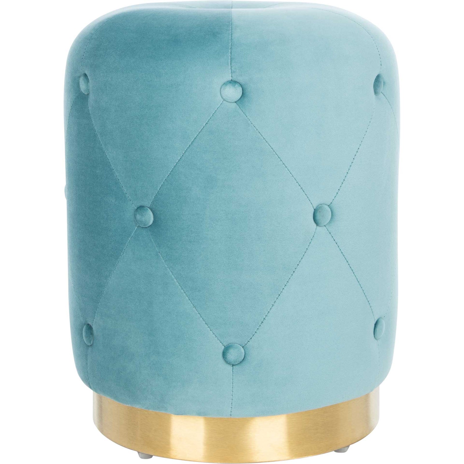 Carine Round Tufted Ottoman Seafoam