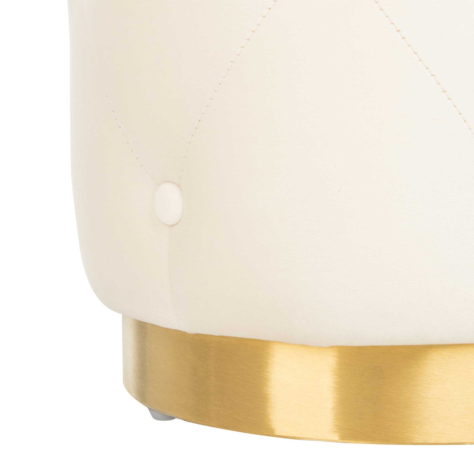 Carine Round Tufted Ottoman Cream