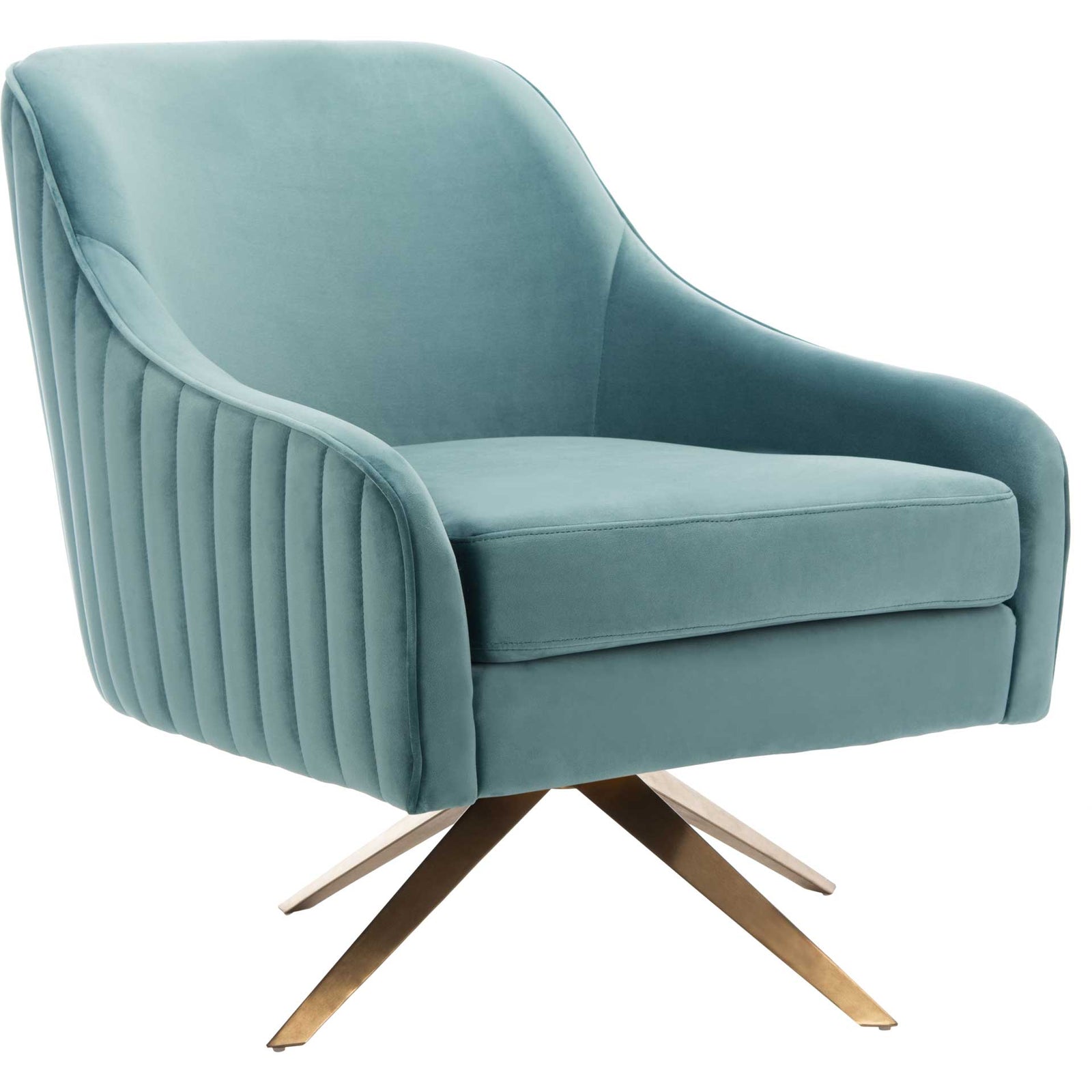 Leif Channeled Velvet Accent Chair Seafoam