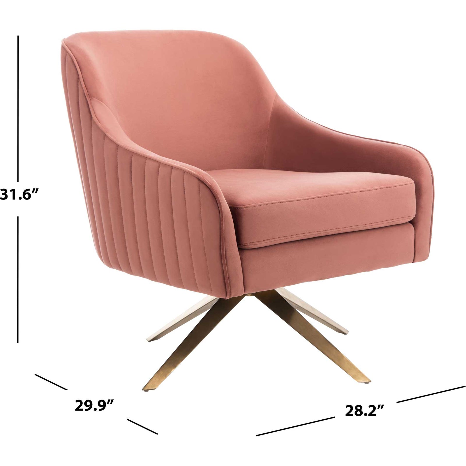 Leif Channeled Velvet Accent Chair Dusty Rose