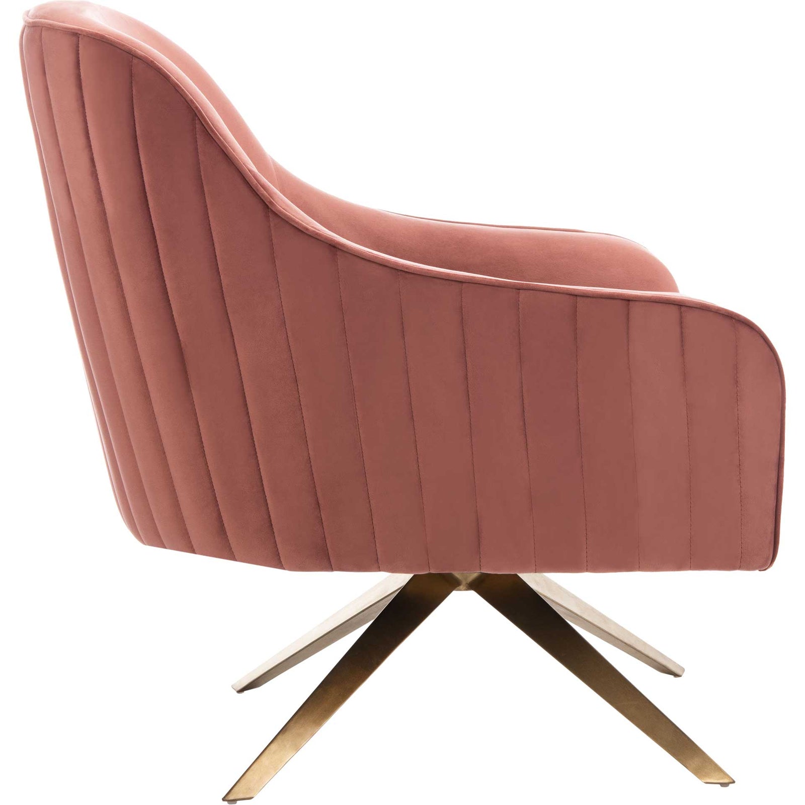 Leif Channeled Velvet Accent Chair Dusty Rose
