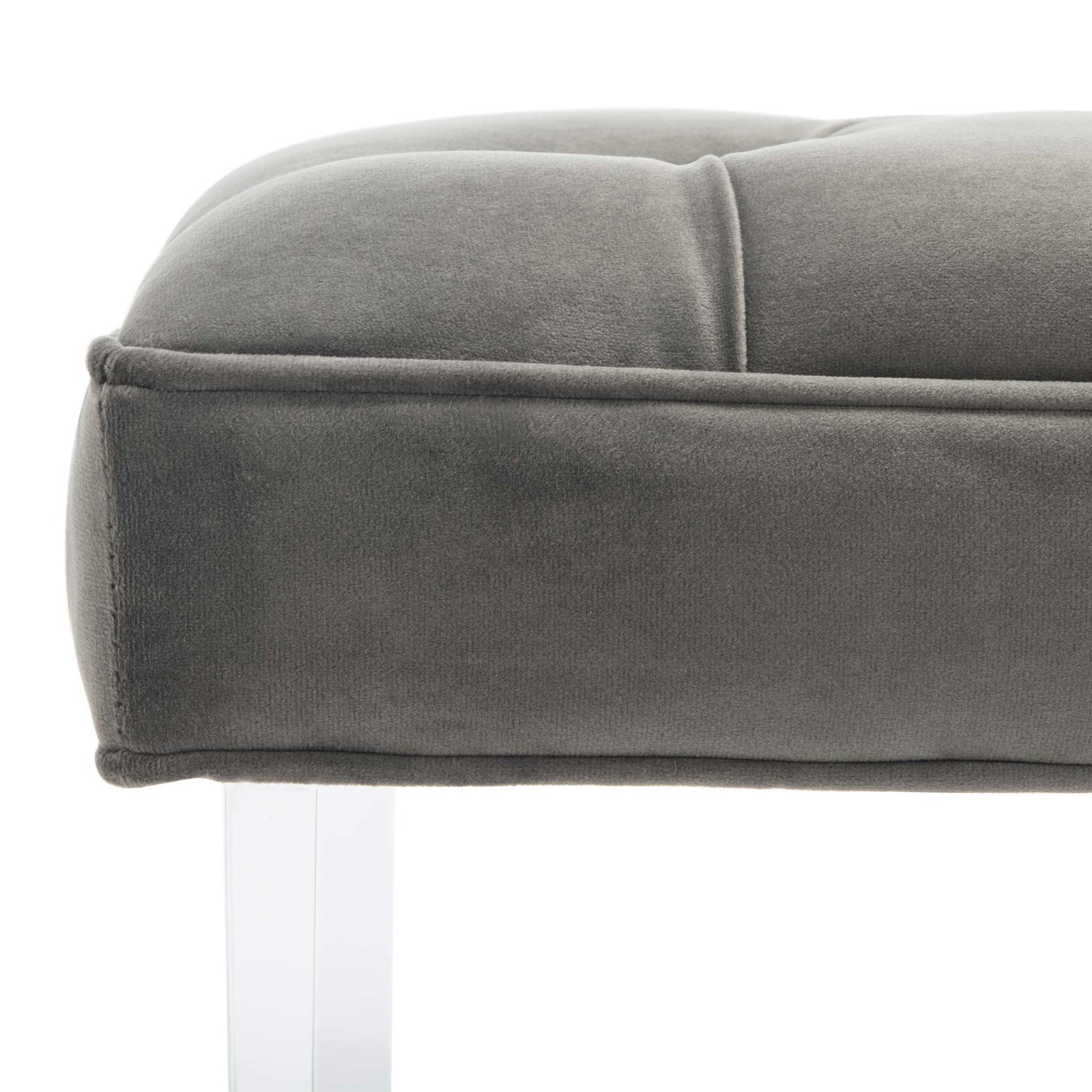 Toby Tufted Acrylic Bench Dark Gray