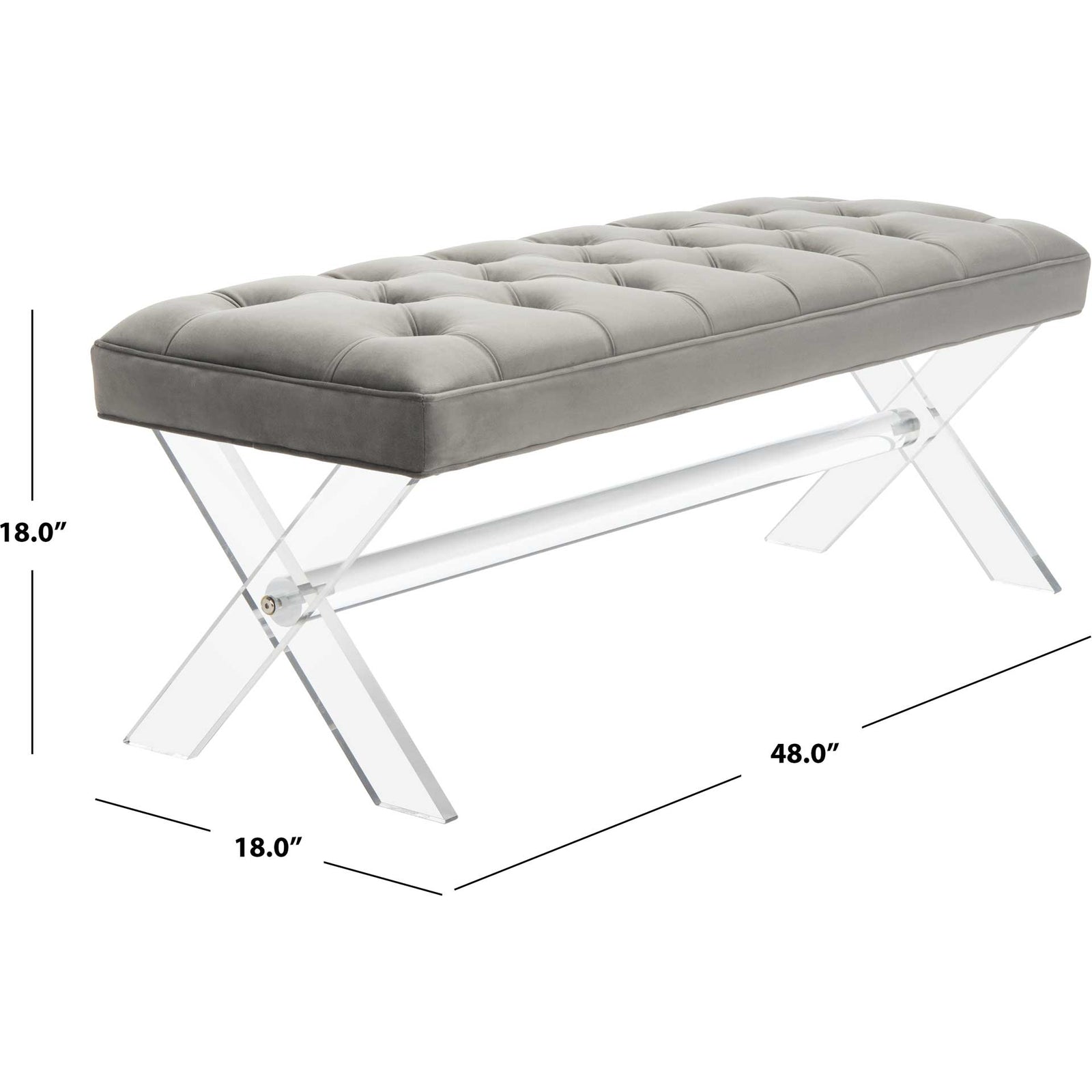Toby Tufted Acrylic Bench Dark Gray