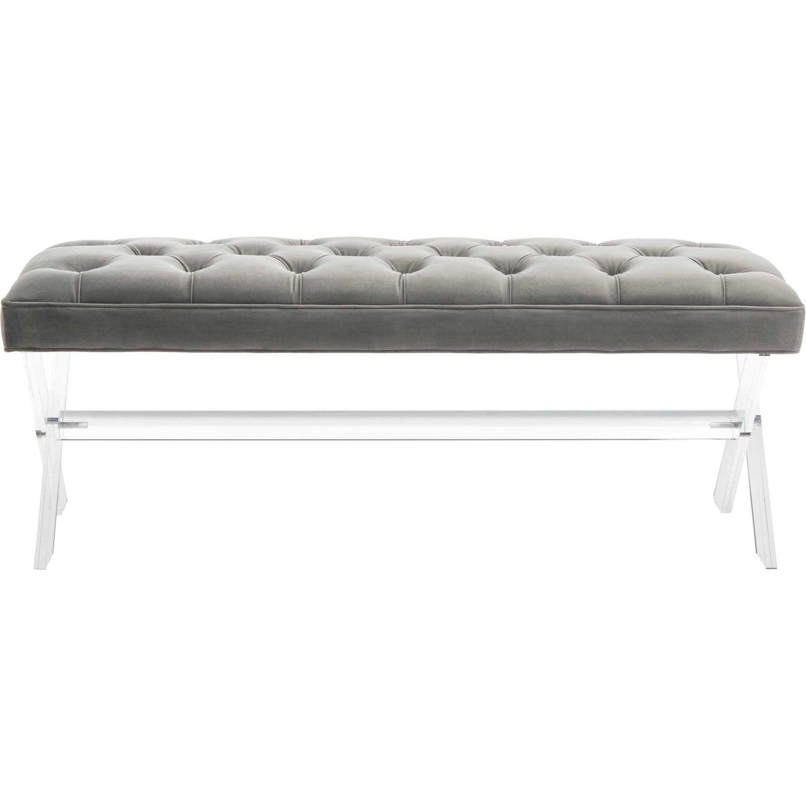 Toby Tufted Acrylic Bench Dark Gray