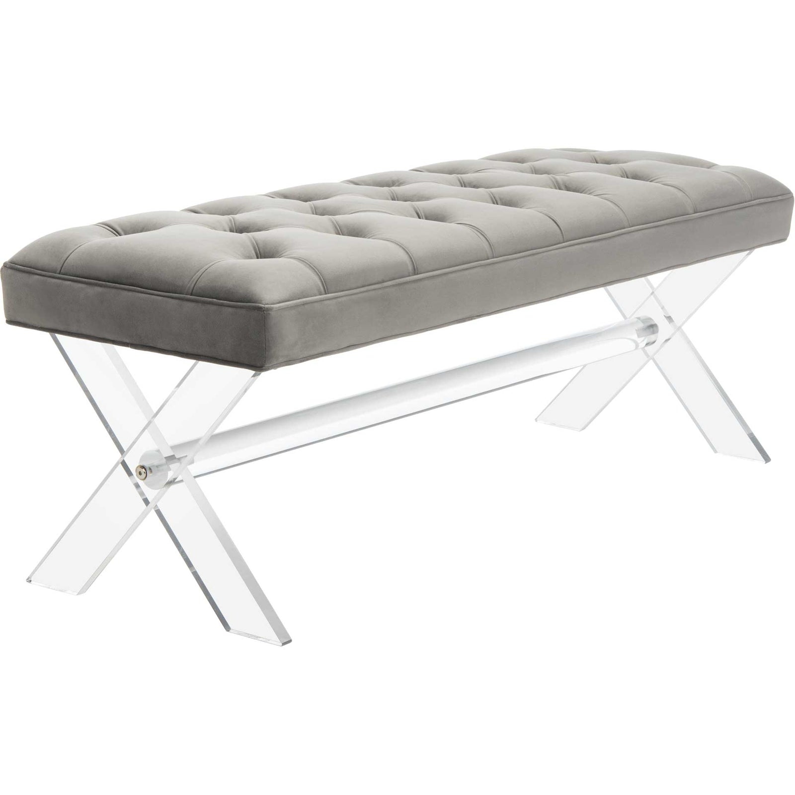 Toby Tufted Acrylic Bench Dark Gray