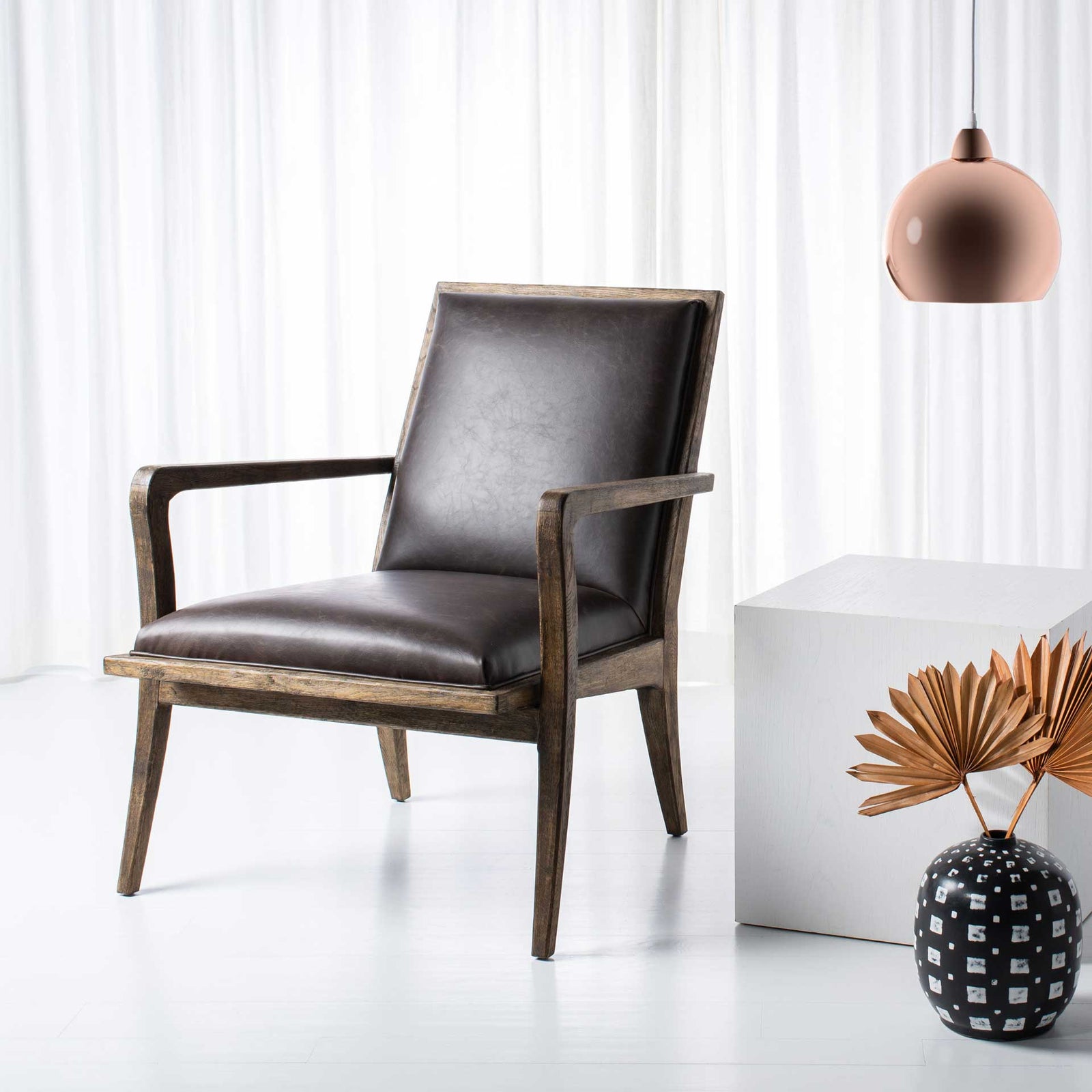 Rudy Mid-Century Accent Chair Dark Brown