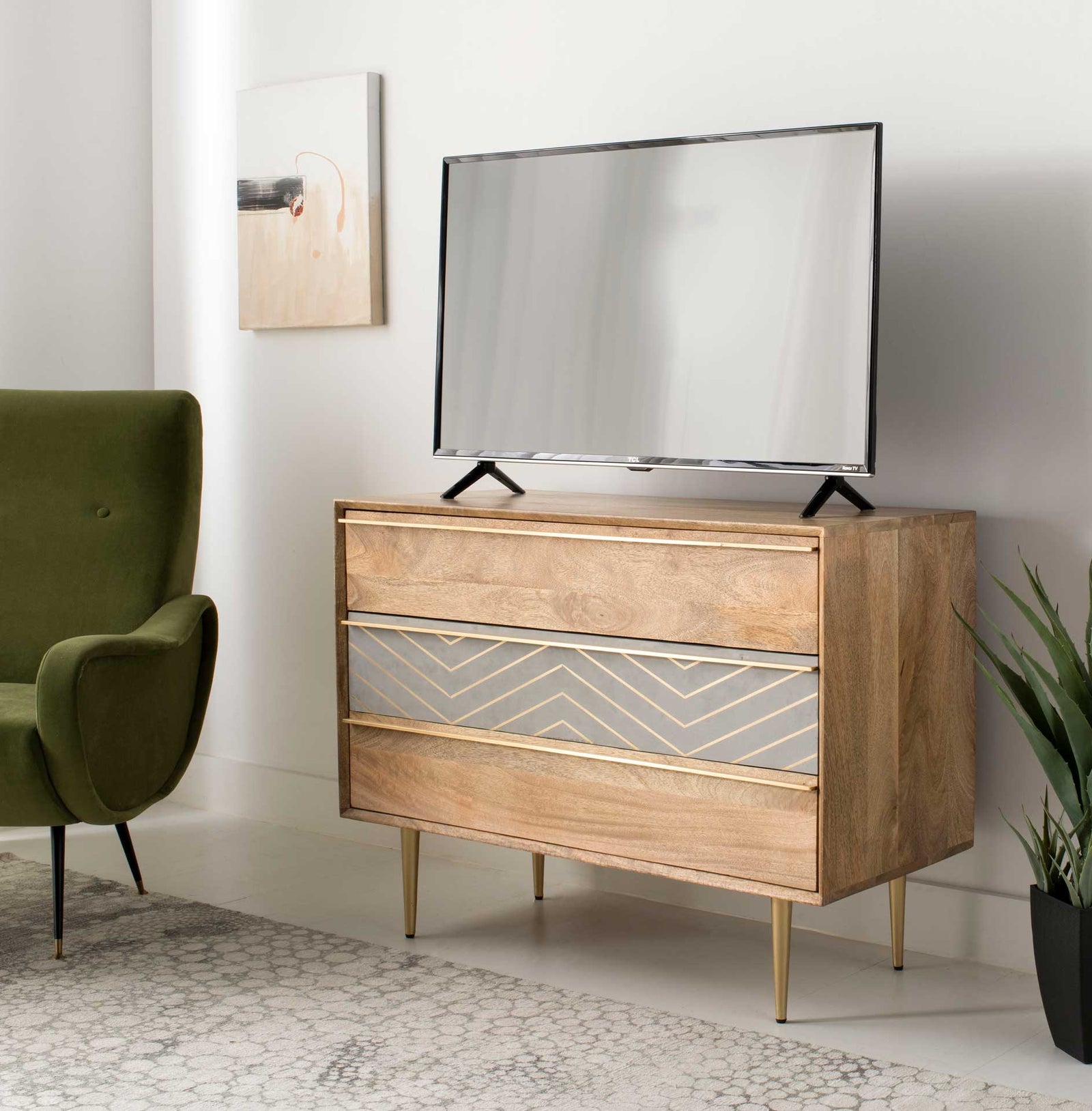 Tieton Cement Chest Natural Mango/Brass/Cement