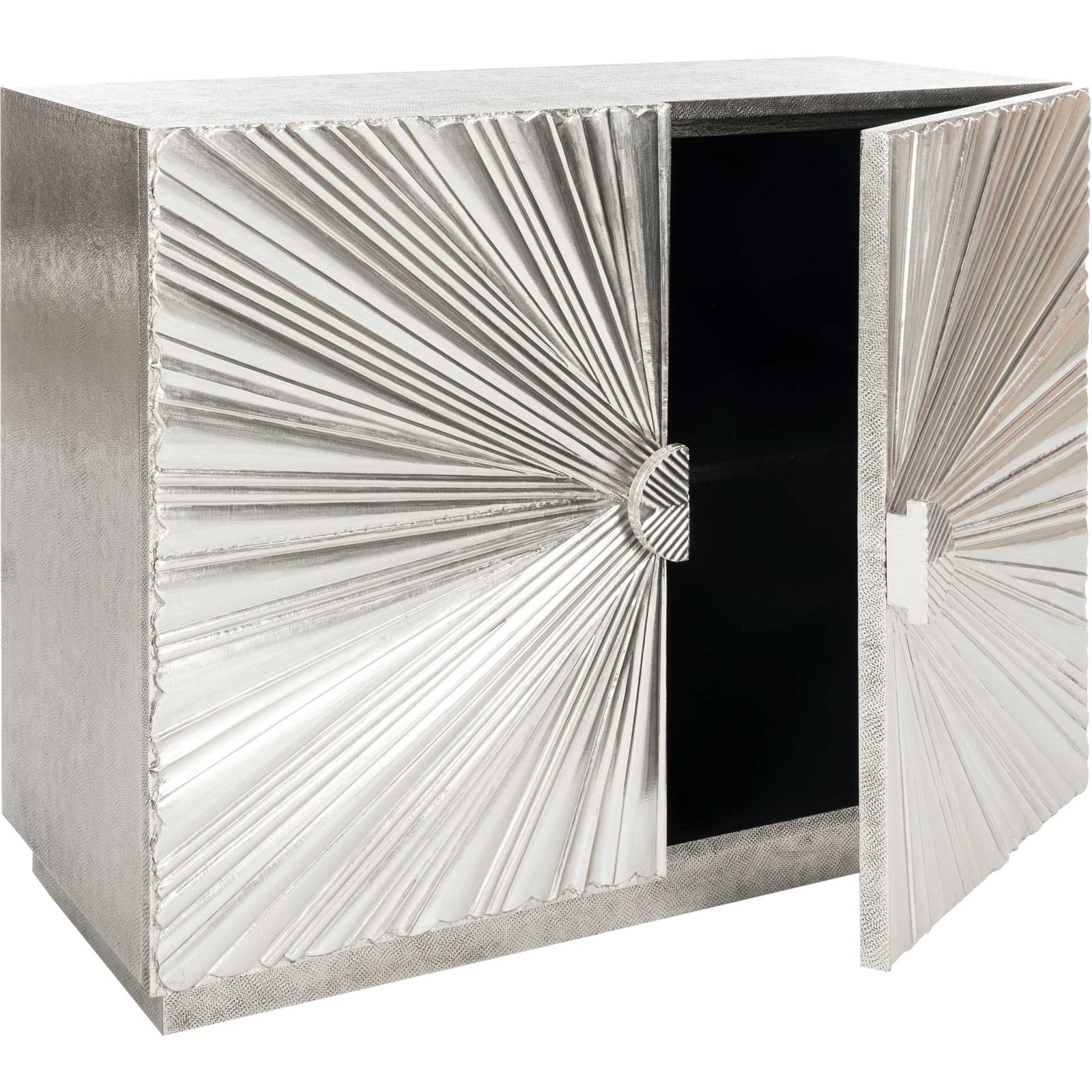 Sylvie Sunburst 2-Door Chest Silver