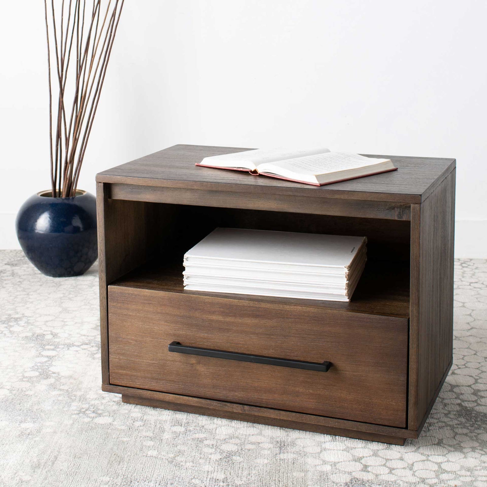 Magna 1 Drawer Nightstand Dark Chocolate