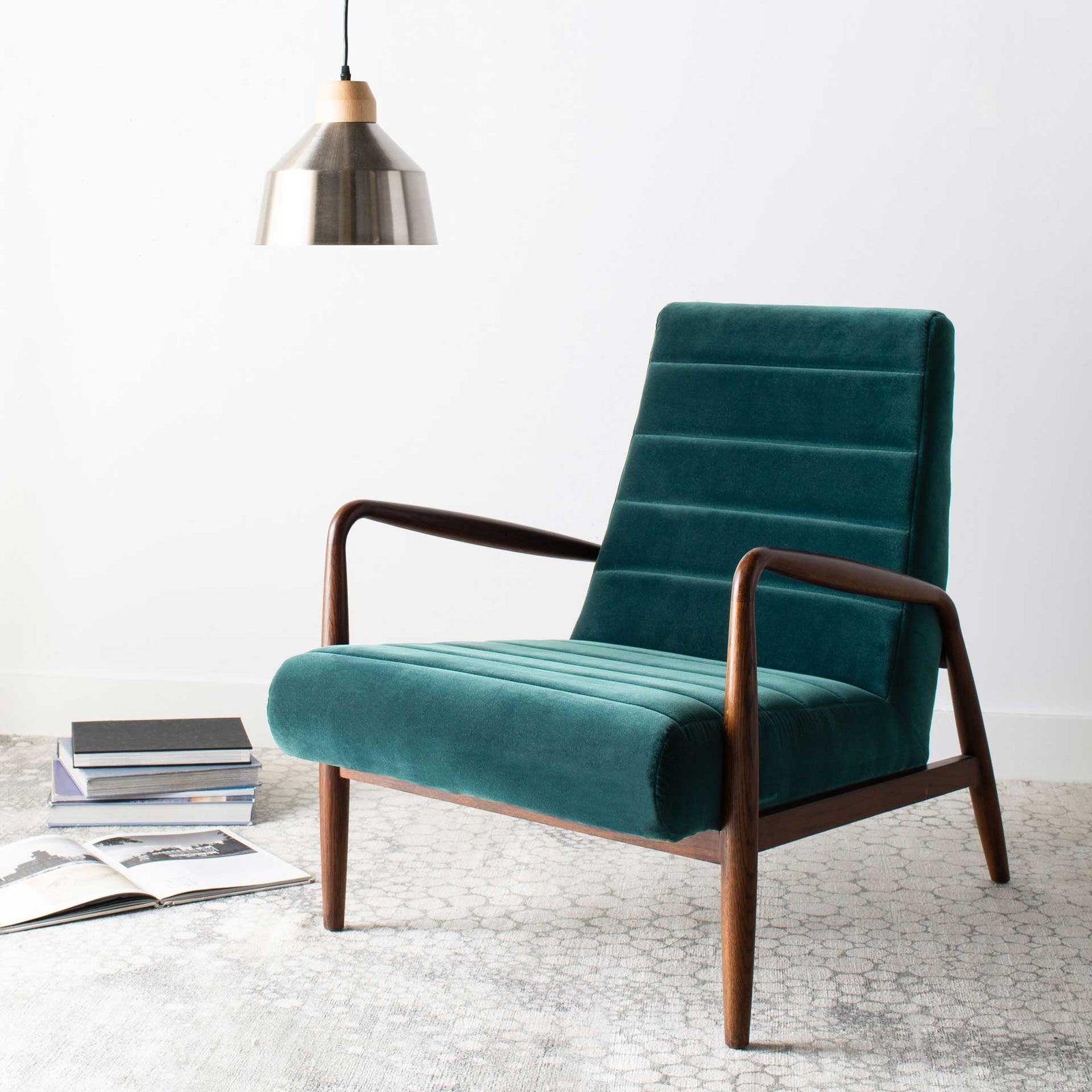 Wilson Channel Arm Chair Dark Teal/Dark Walnut