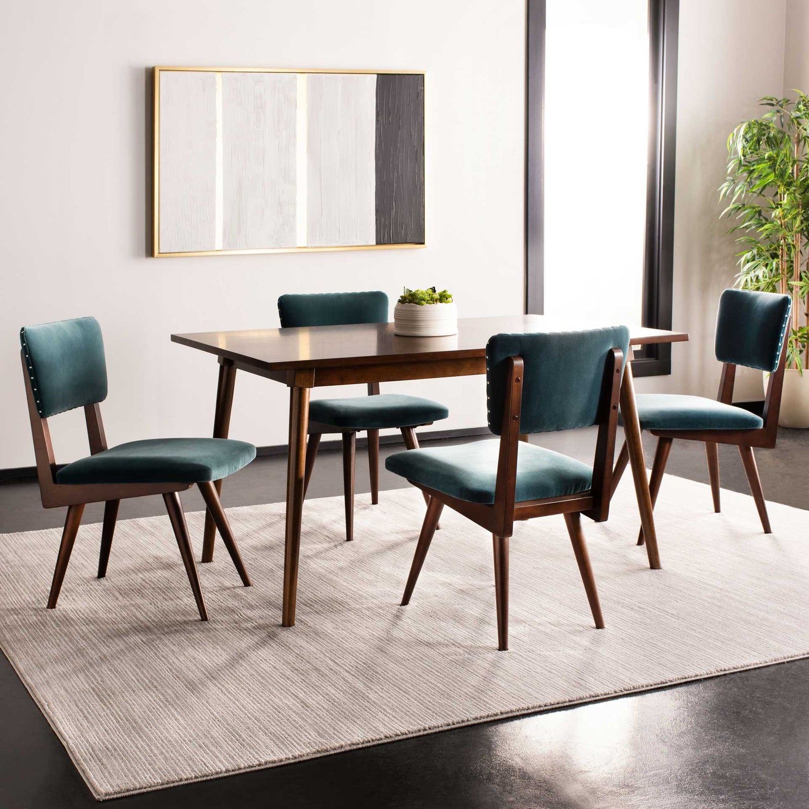 August Dining Chair Dark Teal/Dark Walnut (Set of 2)