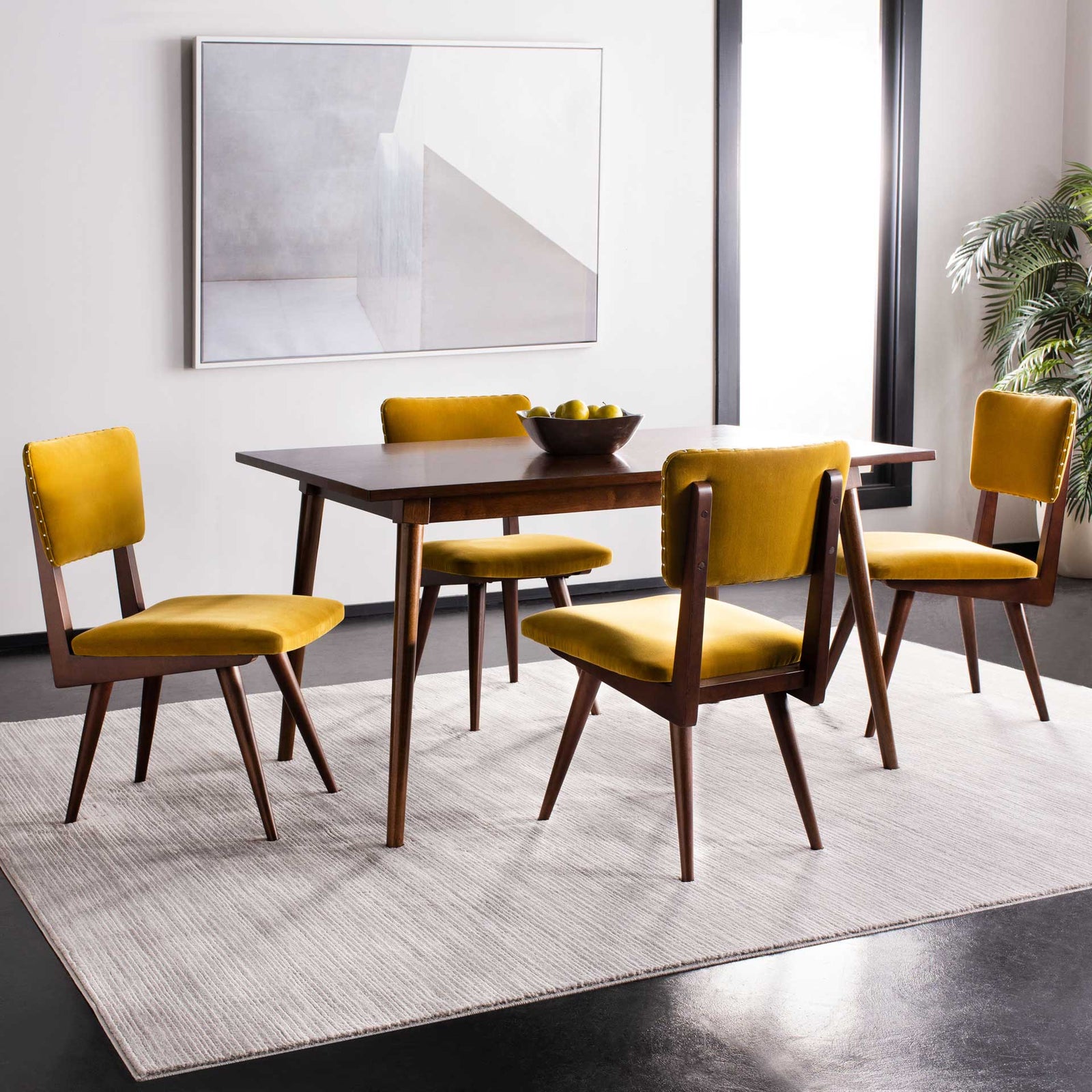 August Dining Chair Gold/Dark Walnut (Set of 2)