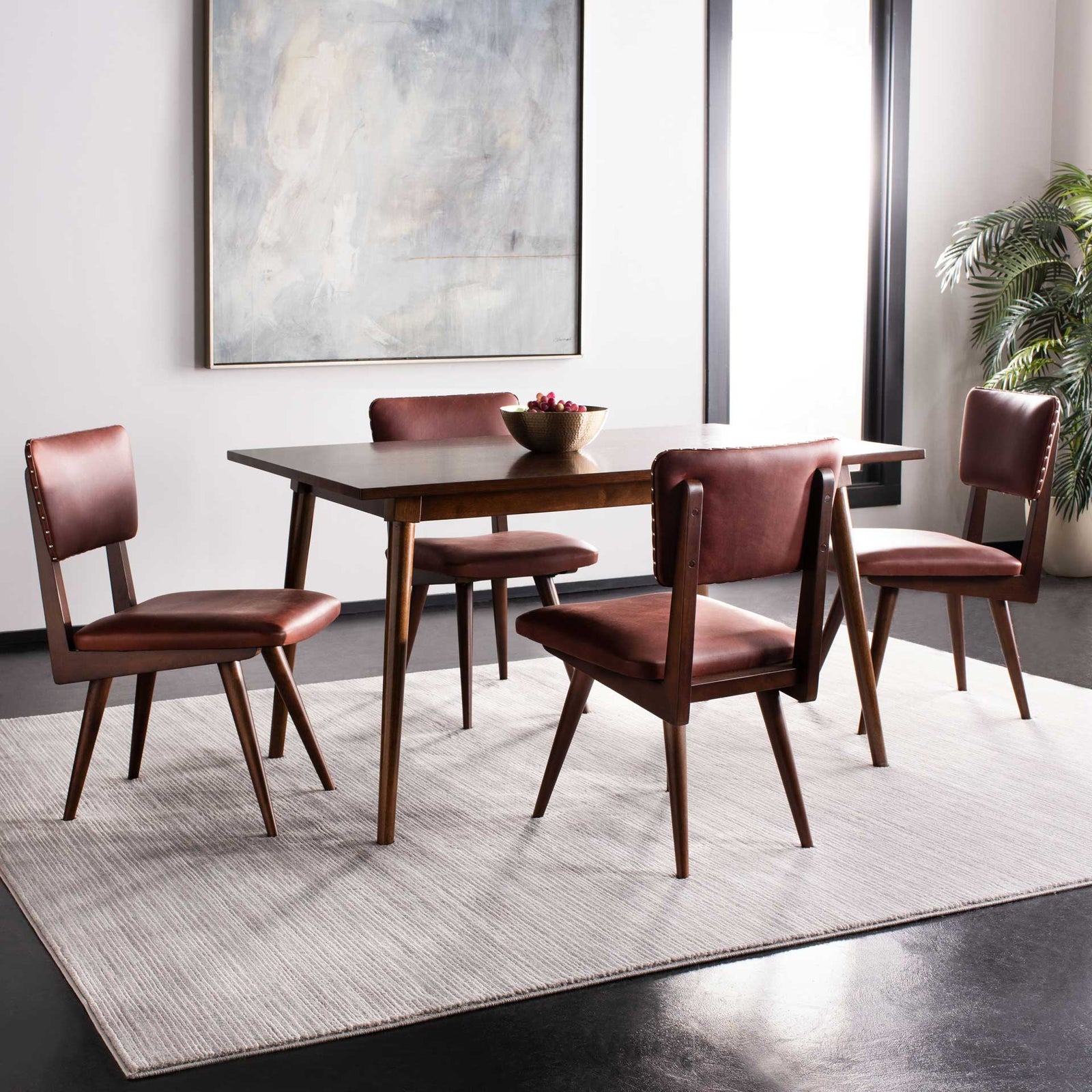 August Dining Chair Oxblood/Dark Walnut (Set of 2)