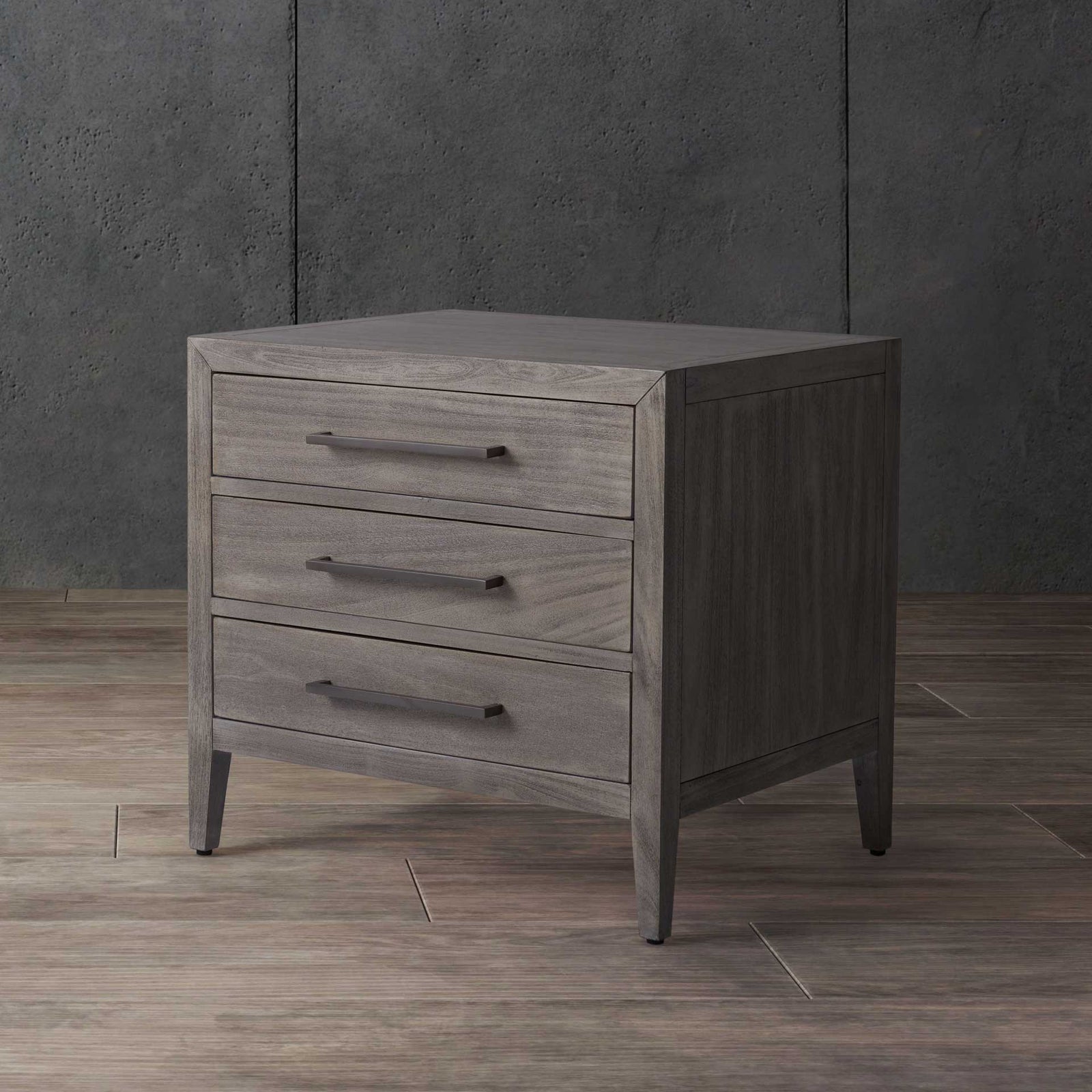 Arleana 3 Drawer Wood Nightstand Light Gray