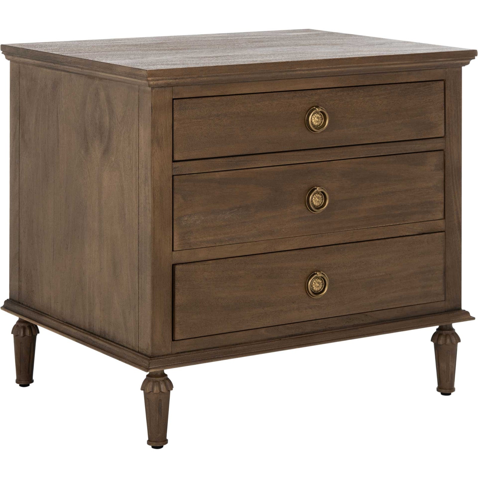 Lila 3 Drawer Wood Nightstand Brown