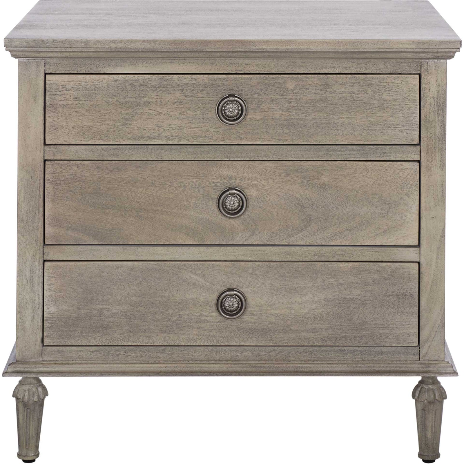 Lila 3 Drawer Wood Nightstand Light Gray
