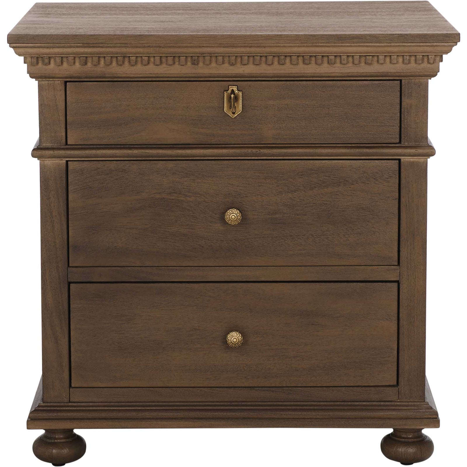 Alanis 3 Drawer Wood Nightstand Brown