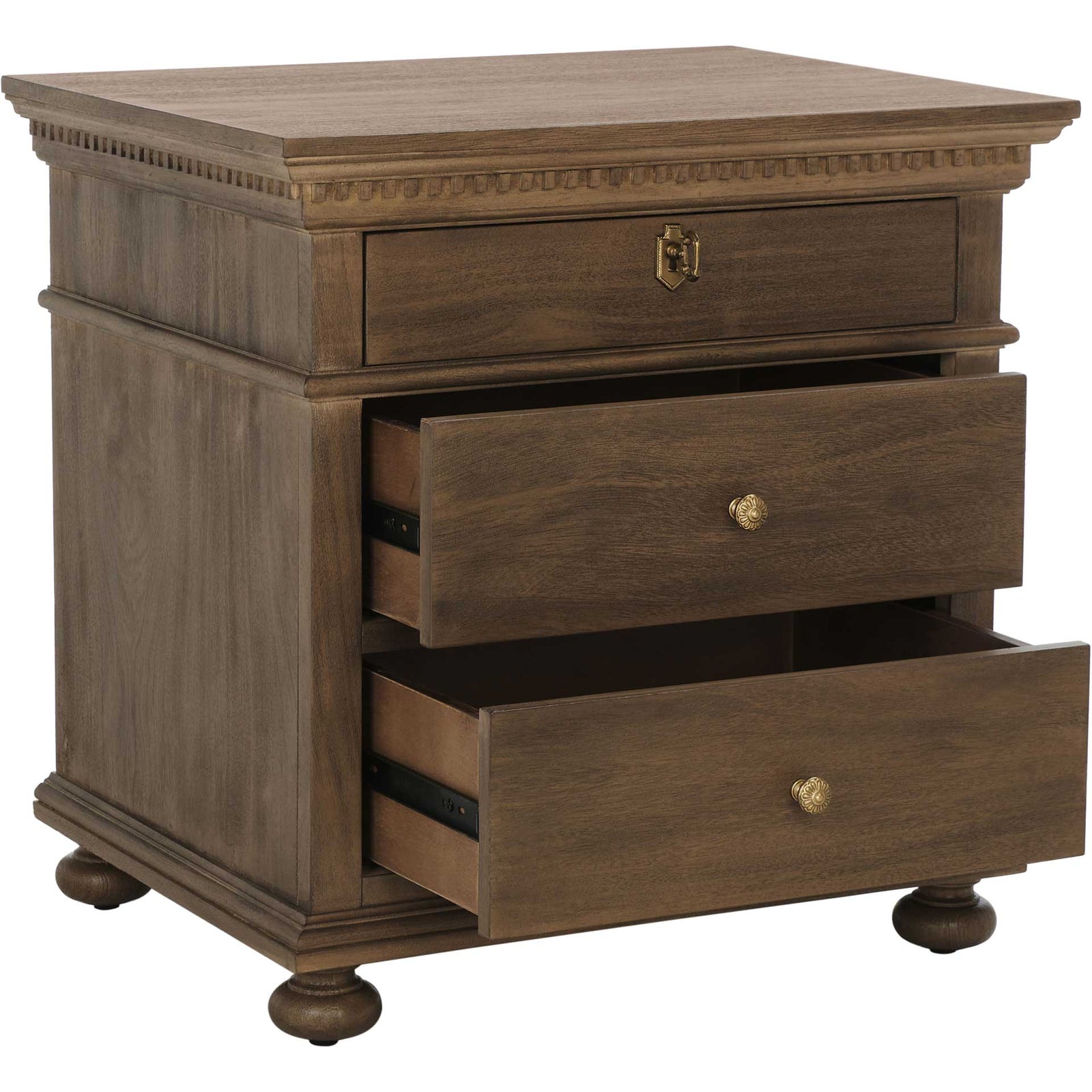 Alanis 3 Drawer Wood Nightstand Brown