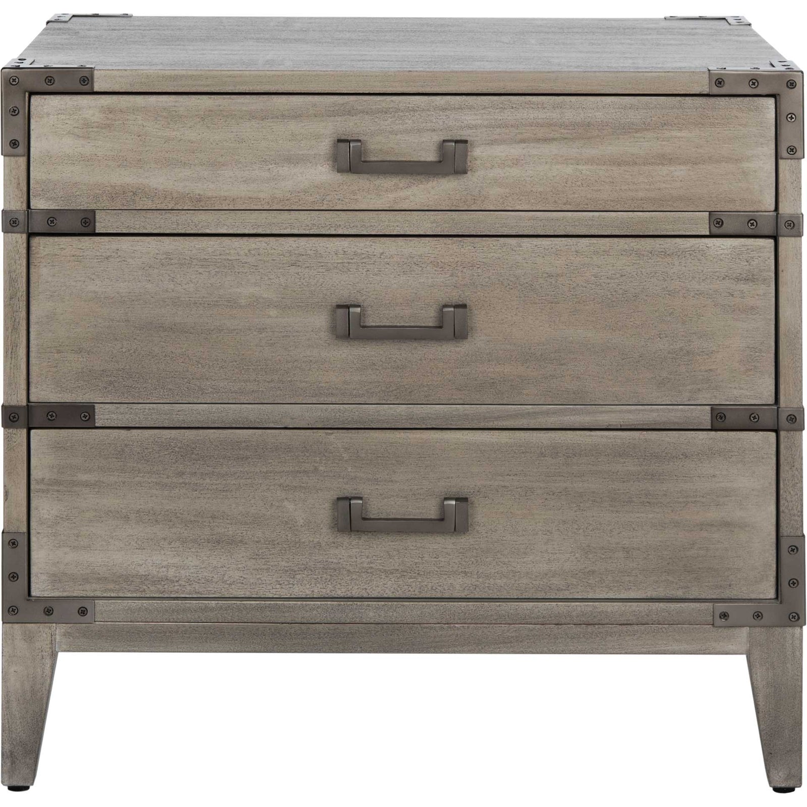 Nico 3 Drawer Wood Nightstand Light Gray