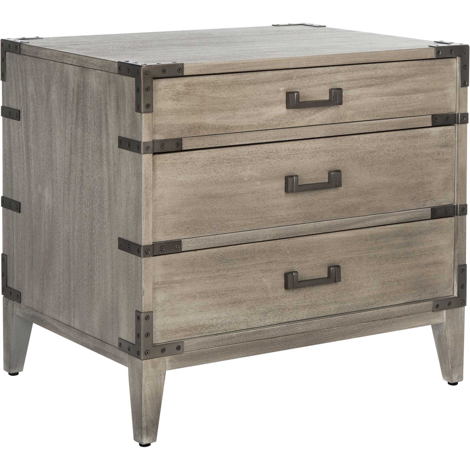 Nico 3 Drawer Wood Nightstand Light Gray