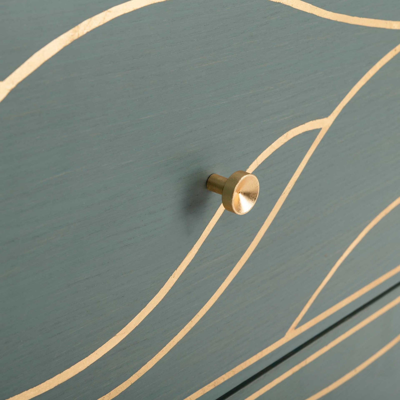 Brett Antique Gold Wave Nightstand Seafoam