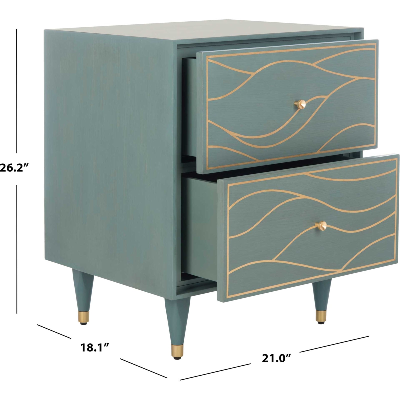 Brett Antique Gold Wave Nightstand Seafoam