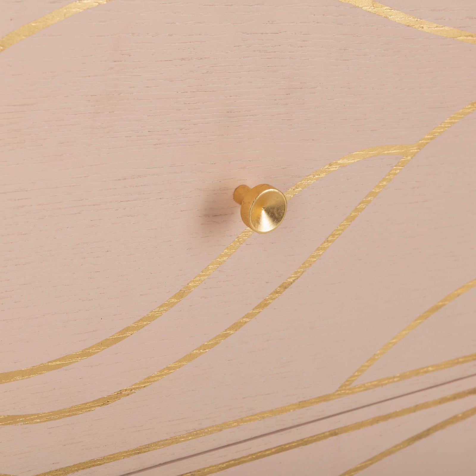 Brett Antique Gold Wave Nightstand Pink/Gold