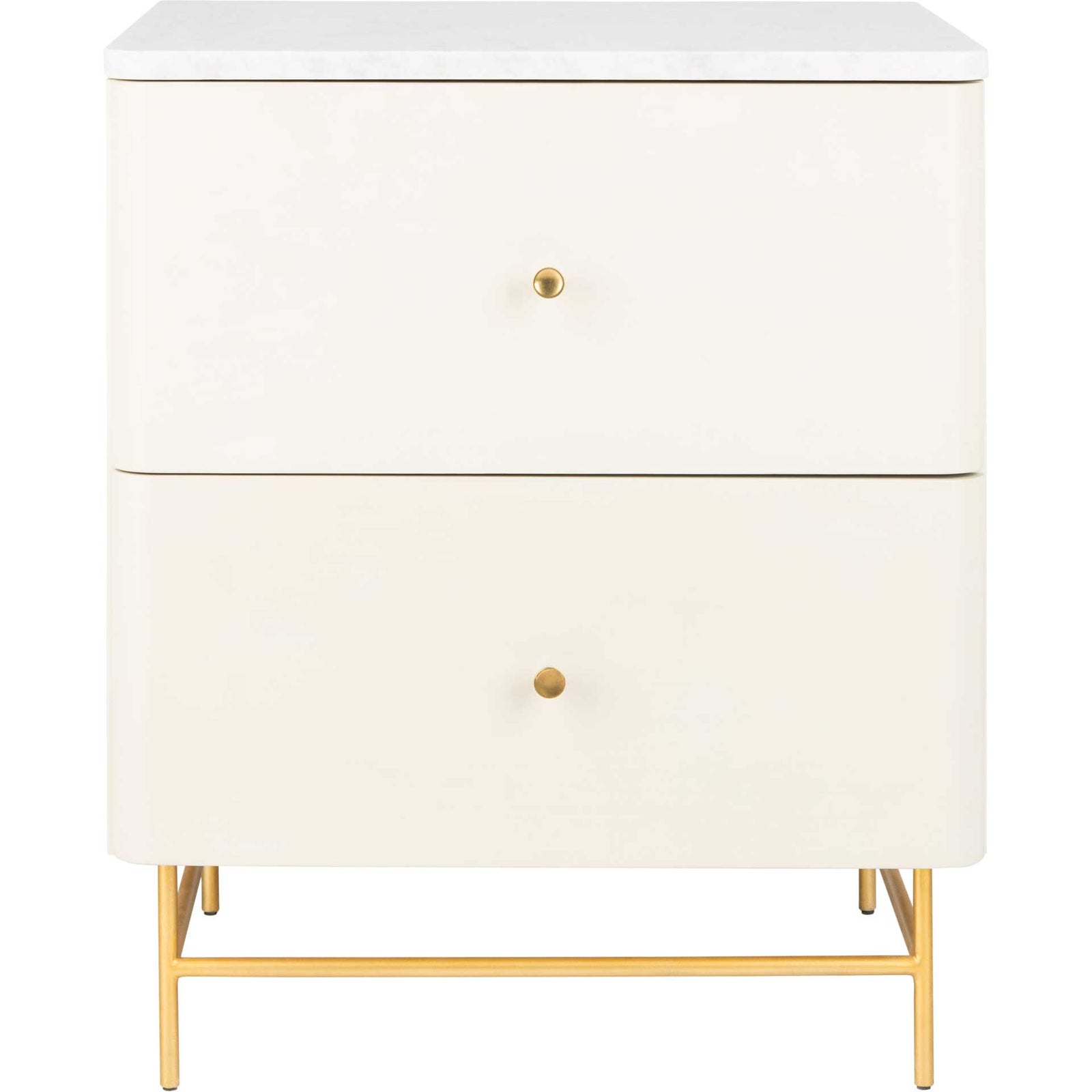 Chart 2 Drawer Nightstand White/Gold