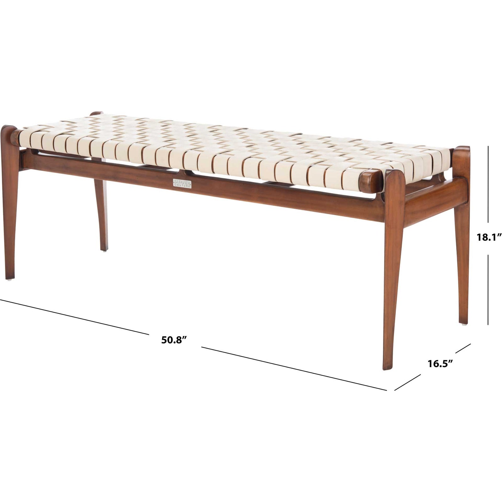 Diya Leather Bench White/Light Brown